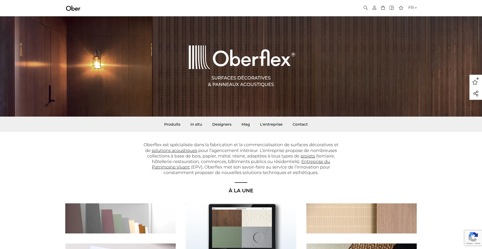 Website screenshot of Oberflex.com