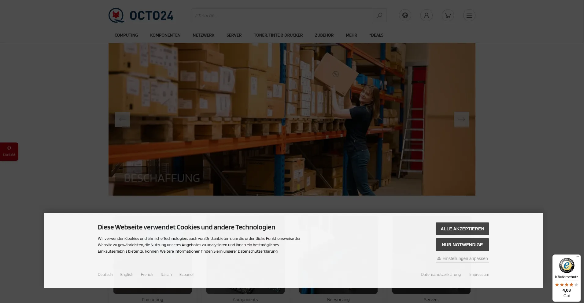 Website screenshot of Octo24.com
