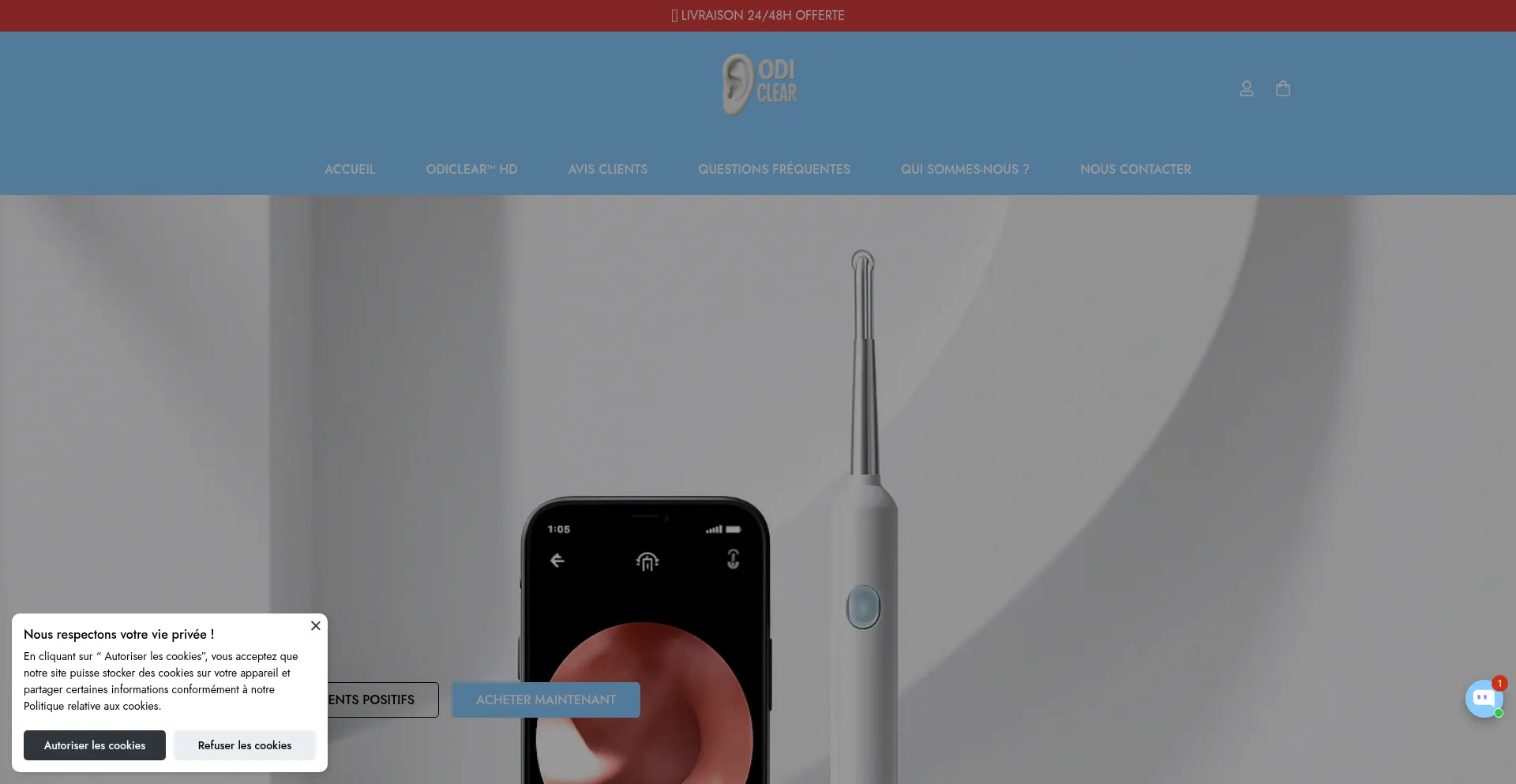 Website screenshot of Odiclear.fr