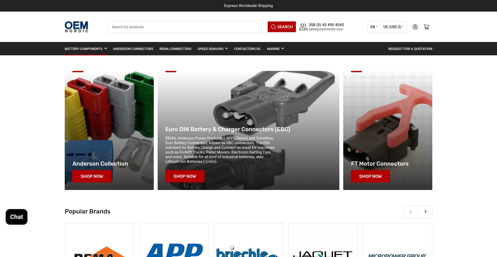 Website screenshot of Oemnordic.com