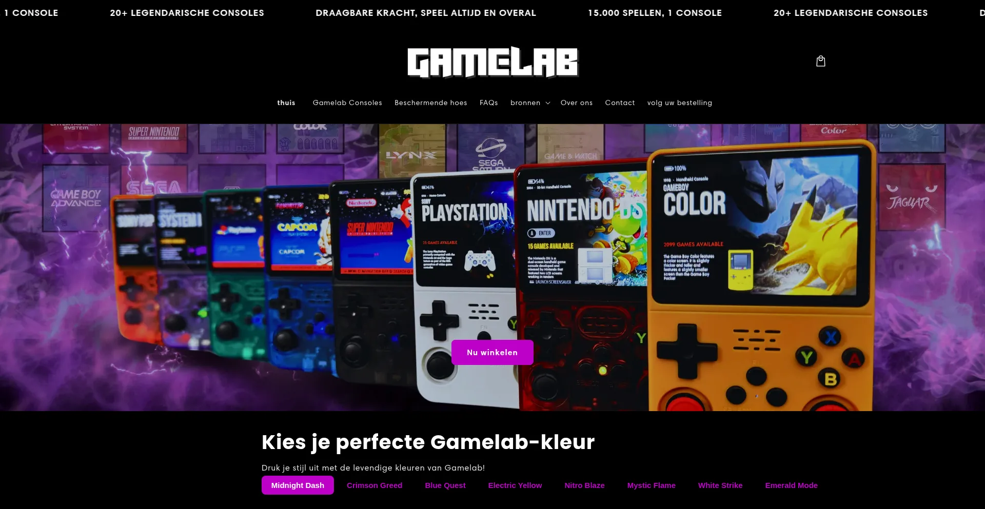 Website screenshot of Officialgamelab.com