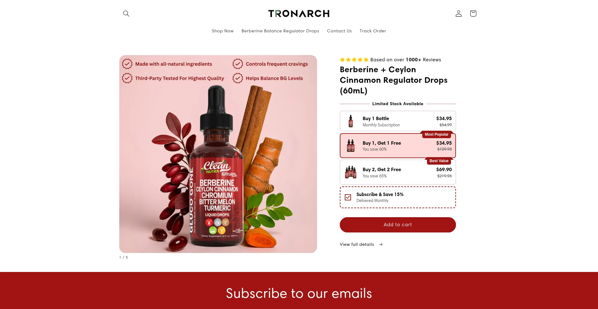 Website screenshot of Officialtronarch.com
