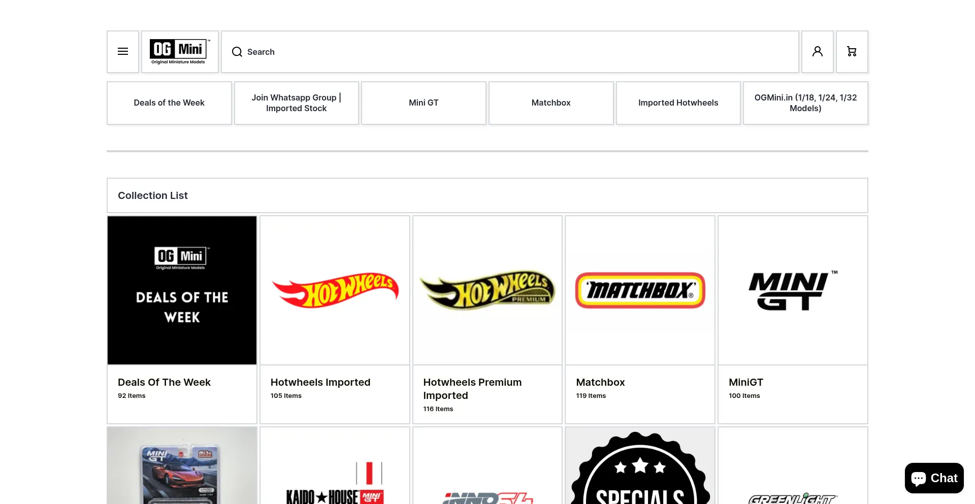Website screenshot of Ogmini.com