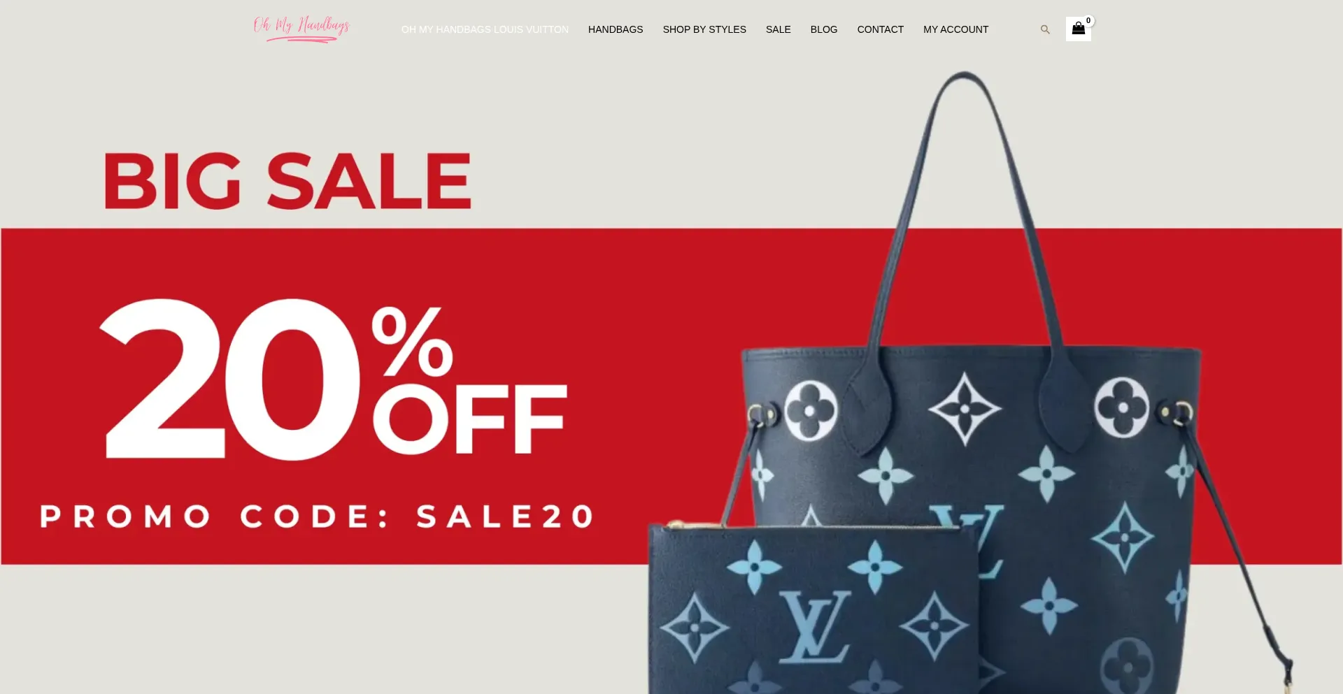 Website screenshot of Ohmyhandbags.com