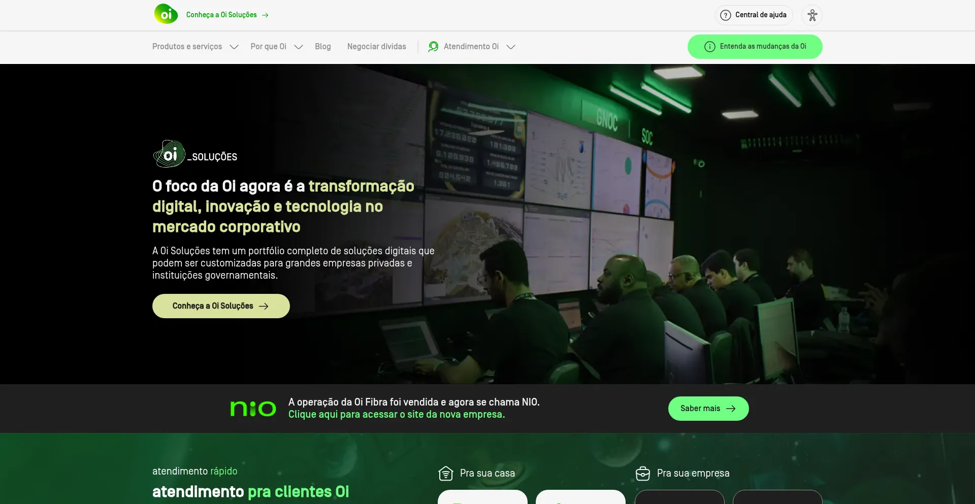 Website screenshot of Oi.com.br