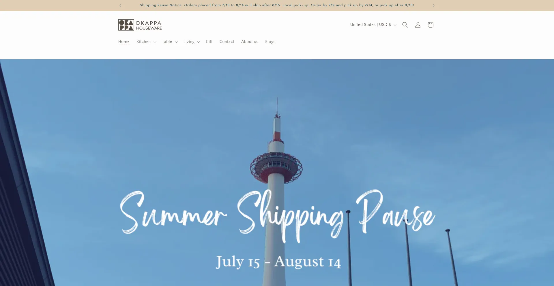 Website screenshot of Okappahouseware.com