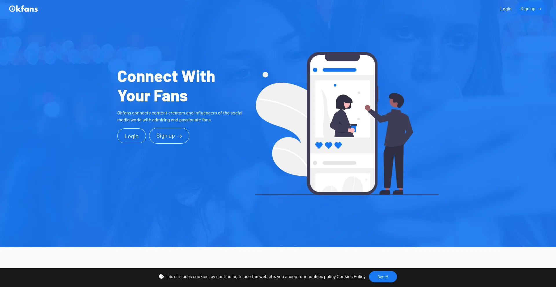 Website screenshot of Okfans.com