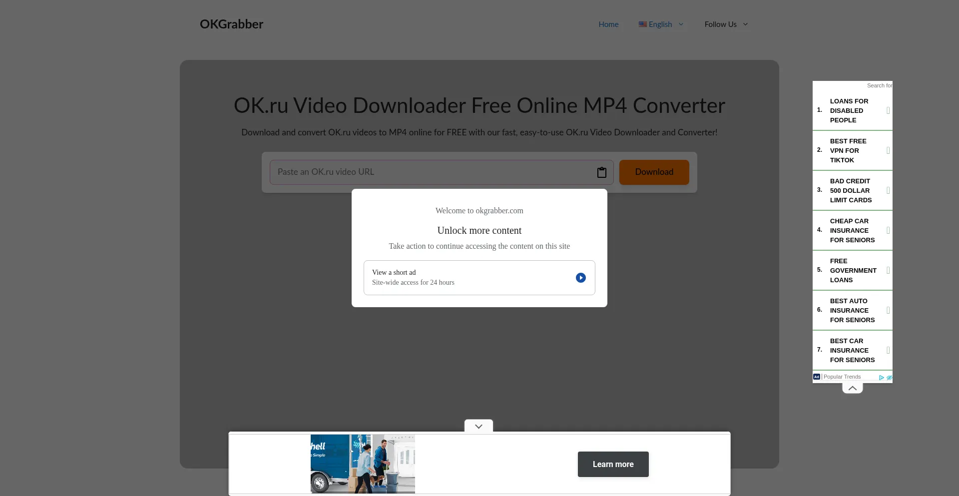 Website screenshot of Okgrabber.com