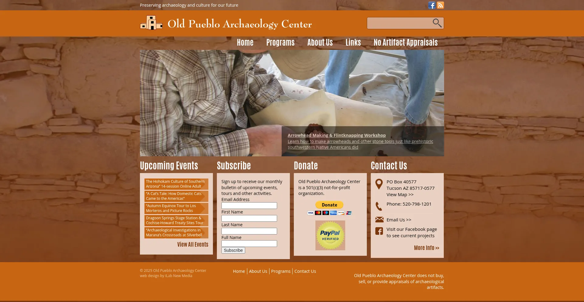 Website screenshot of Oldpueblo.org