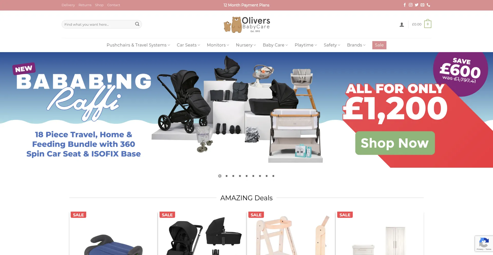 Website screenshot of Oliversbabycare.co.uk