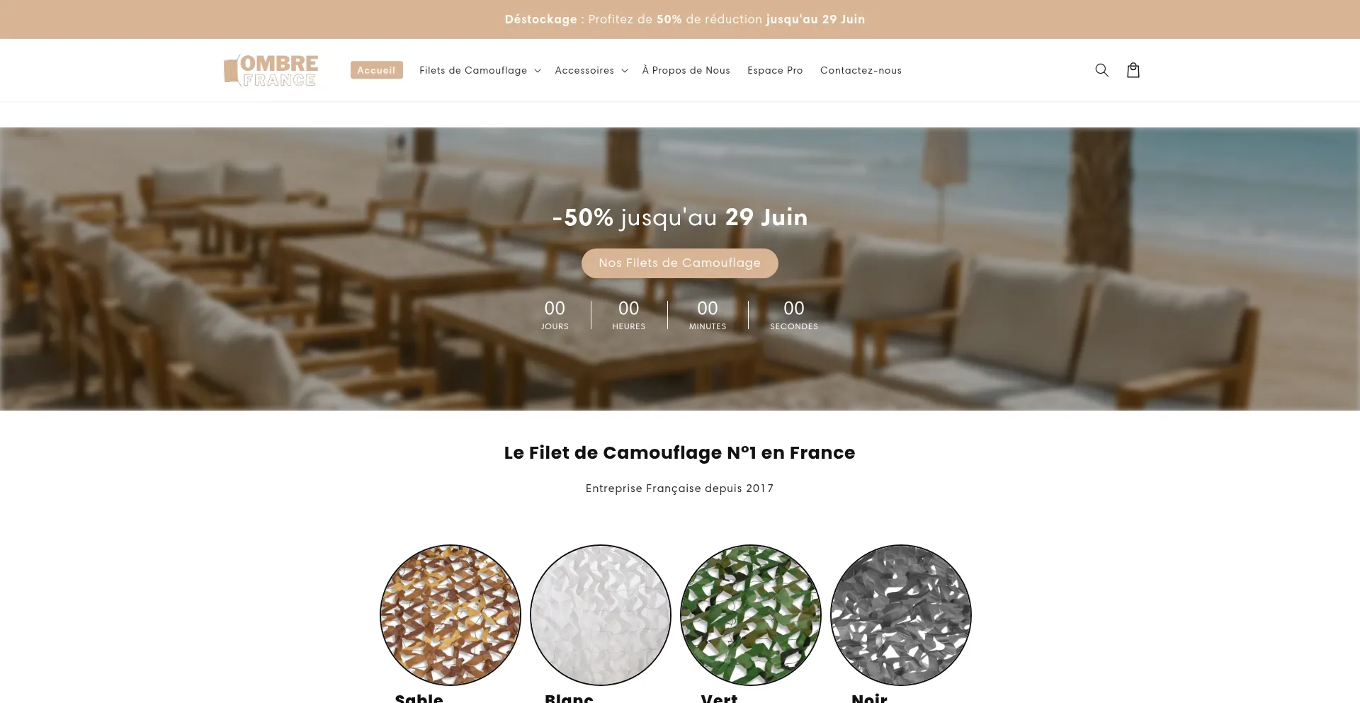 Website screenshot of Ombre-france.com