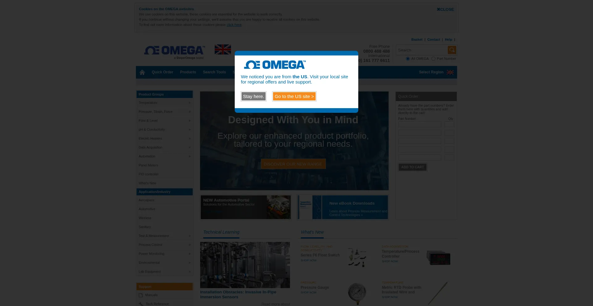 Website screenshot of Omega.co.uk