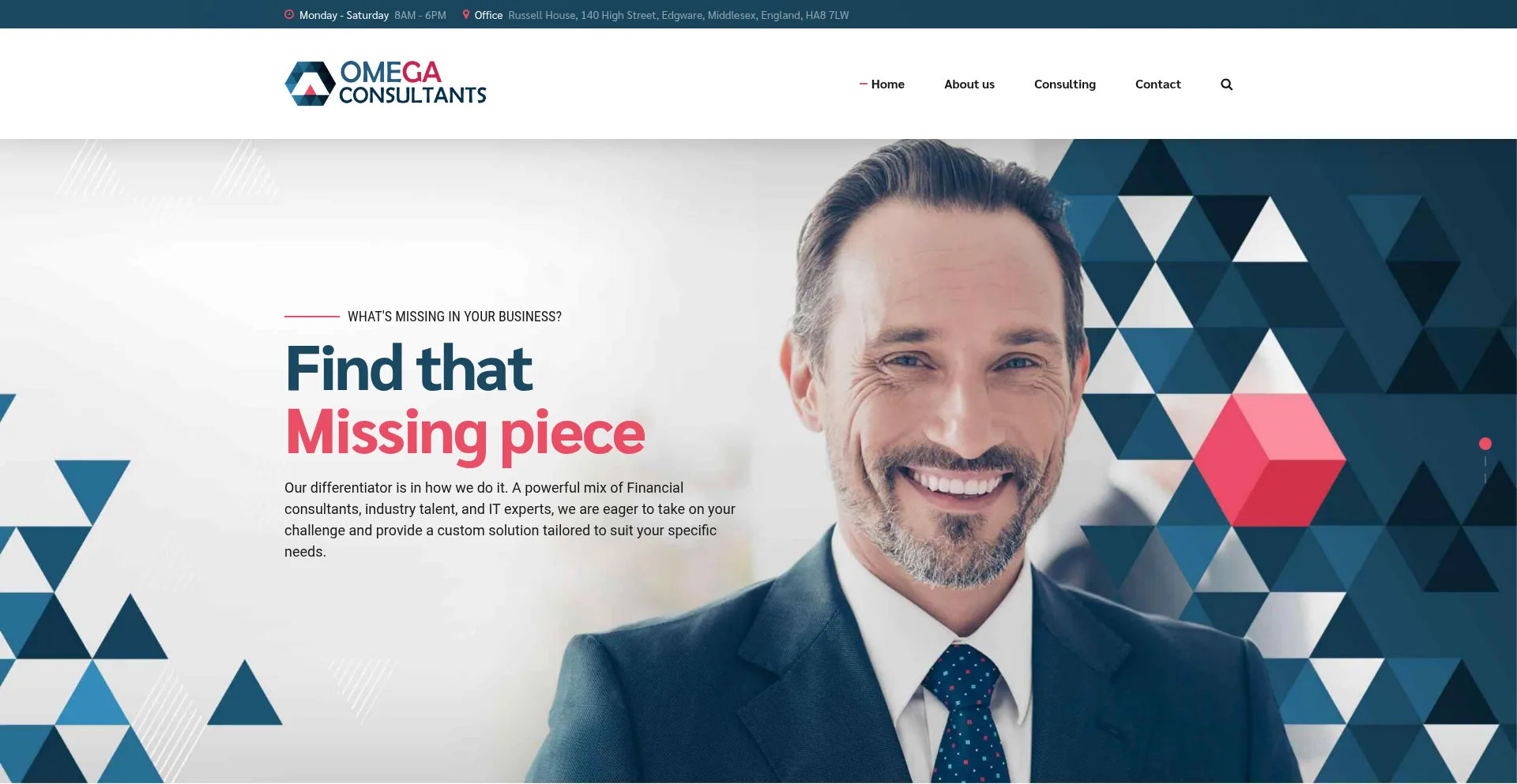 Website screenshot of Omegafinconsult.com
