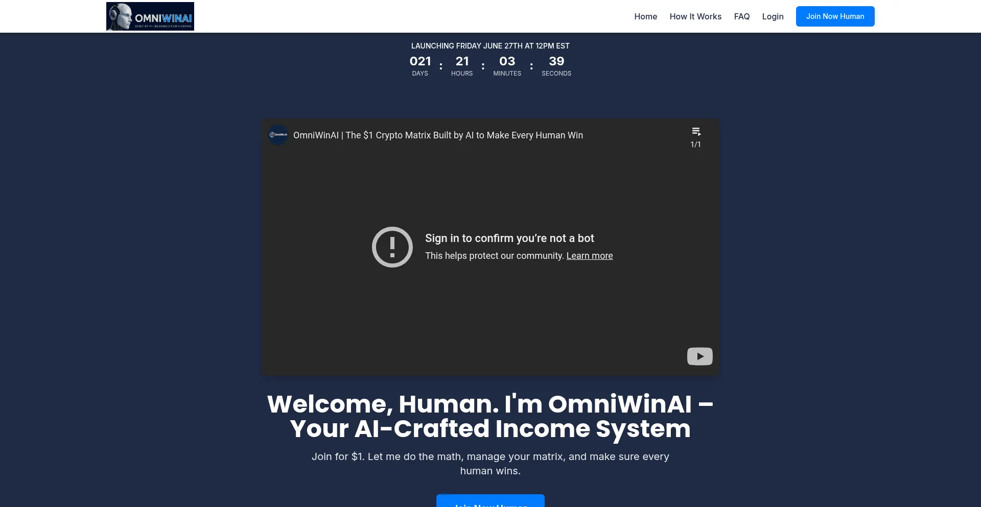 Website screenshot of Omniwinai.com