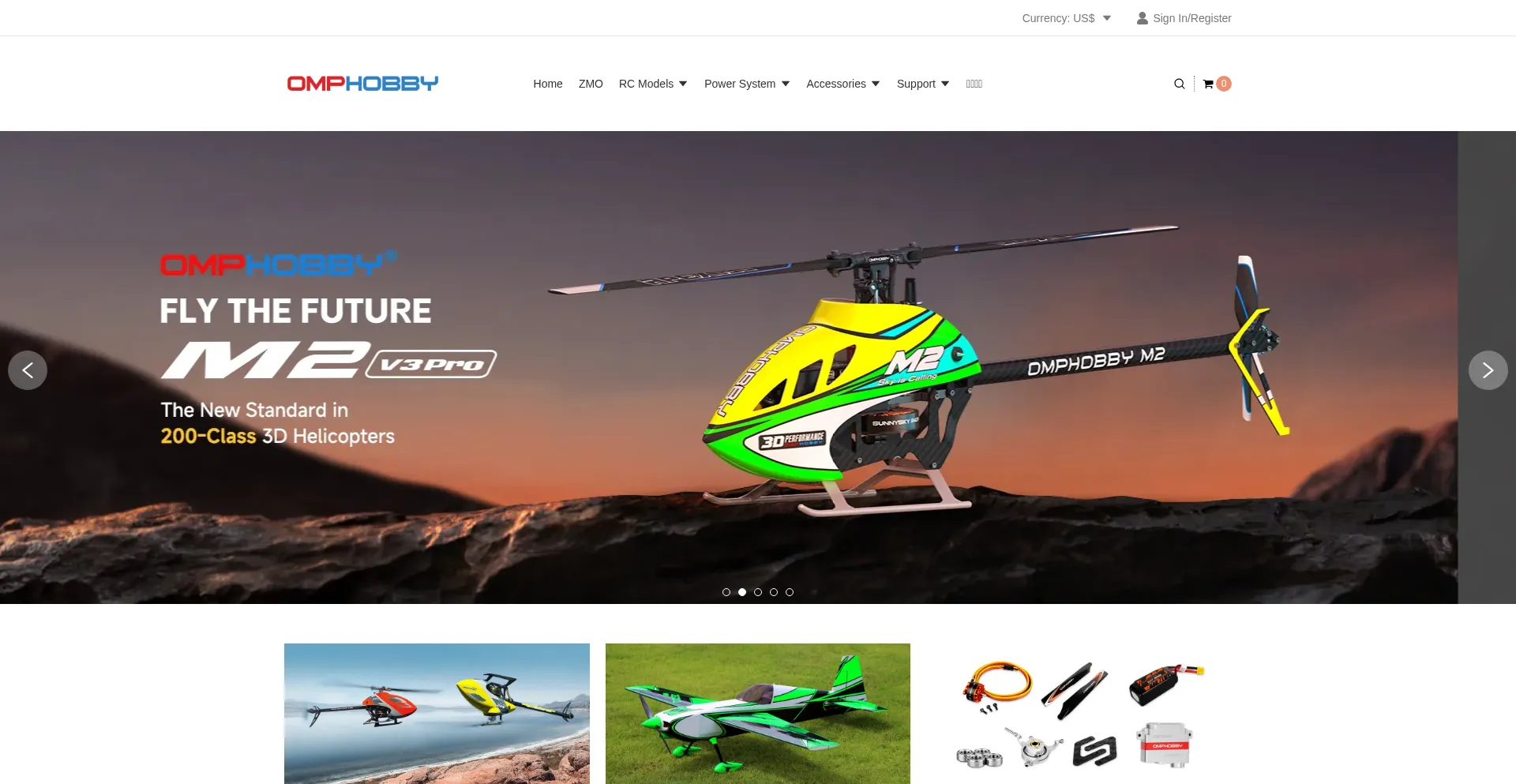 Website screenshot of Omphobby.com