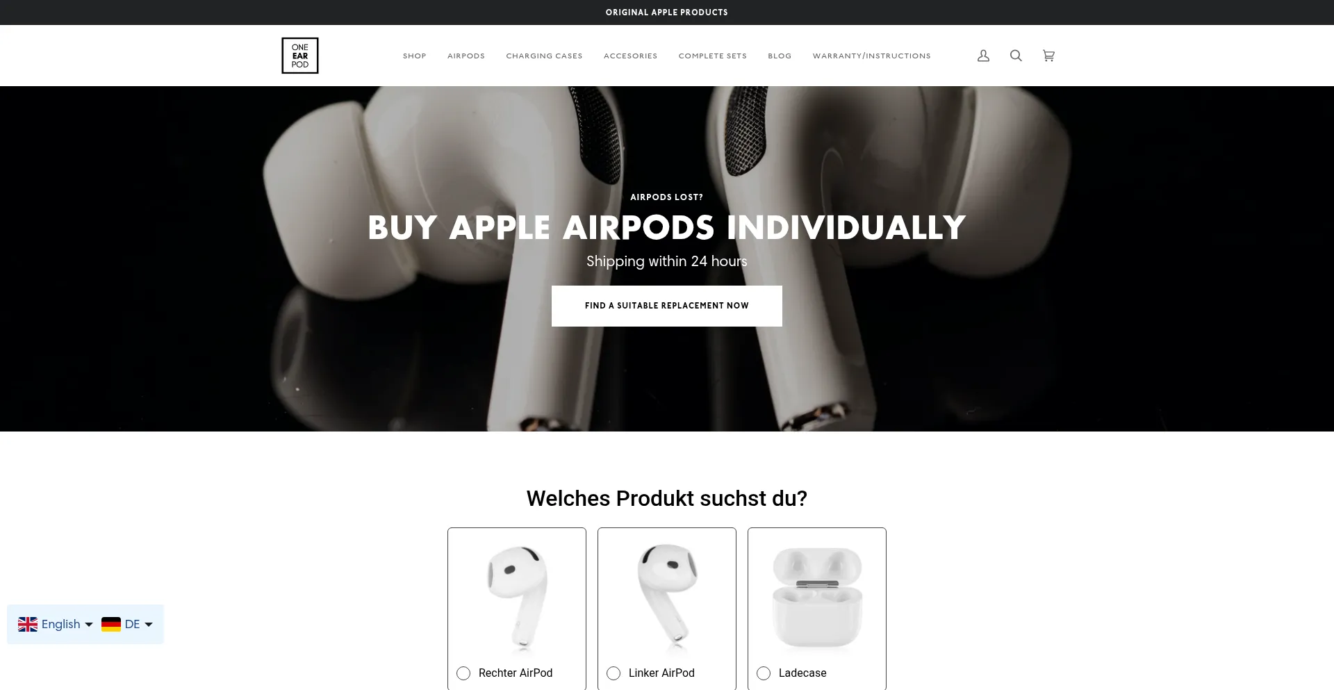 Website screenshot of Oneearpod.com