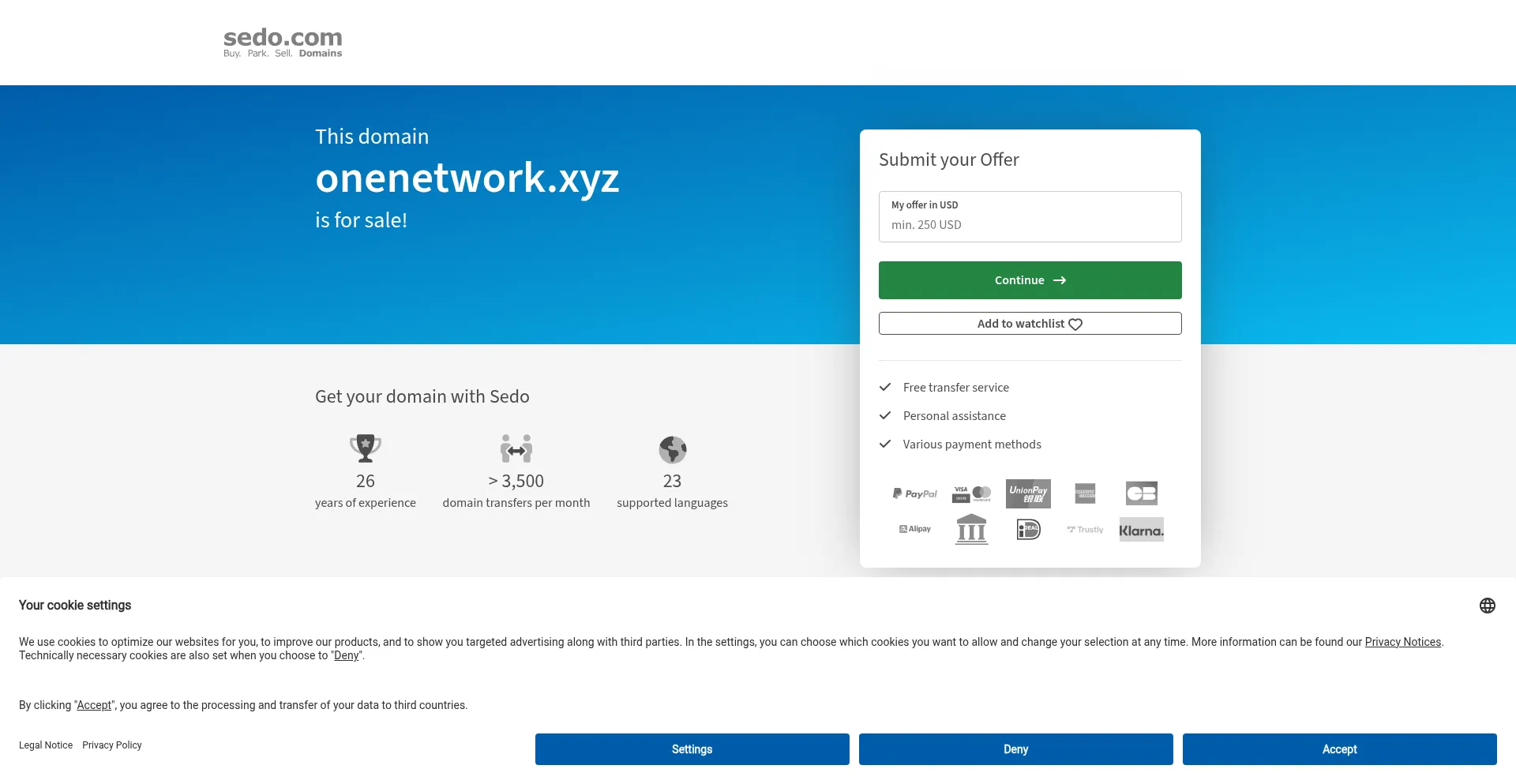 Website screenshot of Onenetwork.xyz