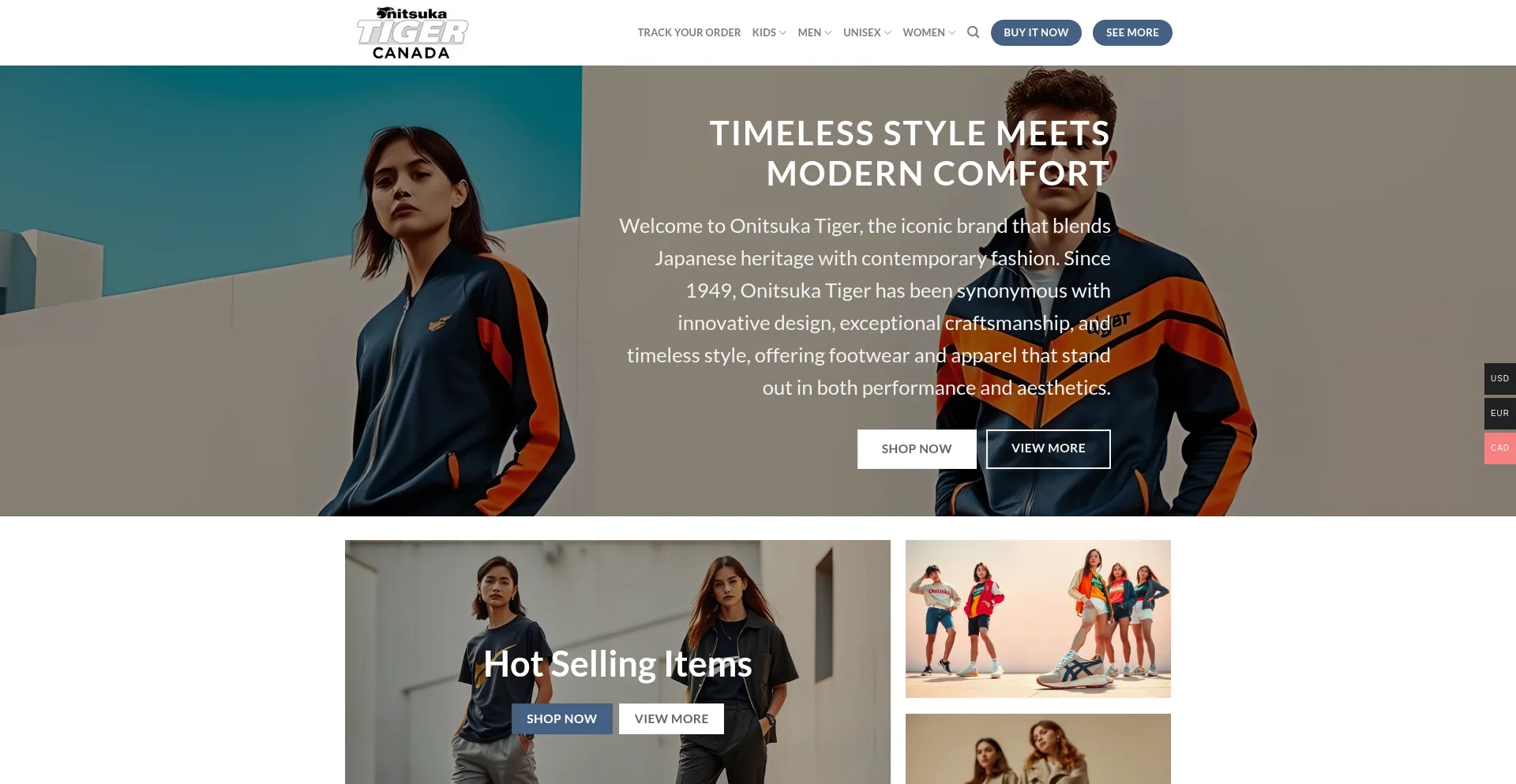 Website screenshot of Onitsukatigercanada.net