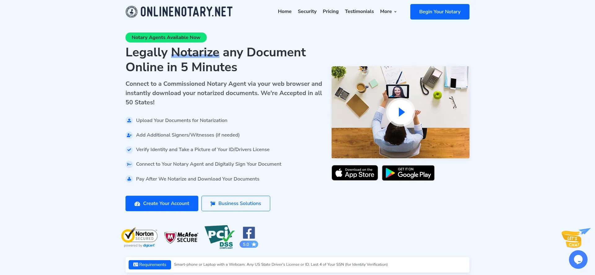Website screenshot of Onlinenotary.net