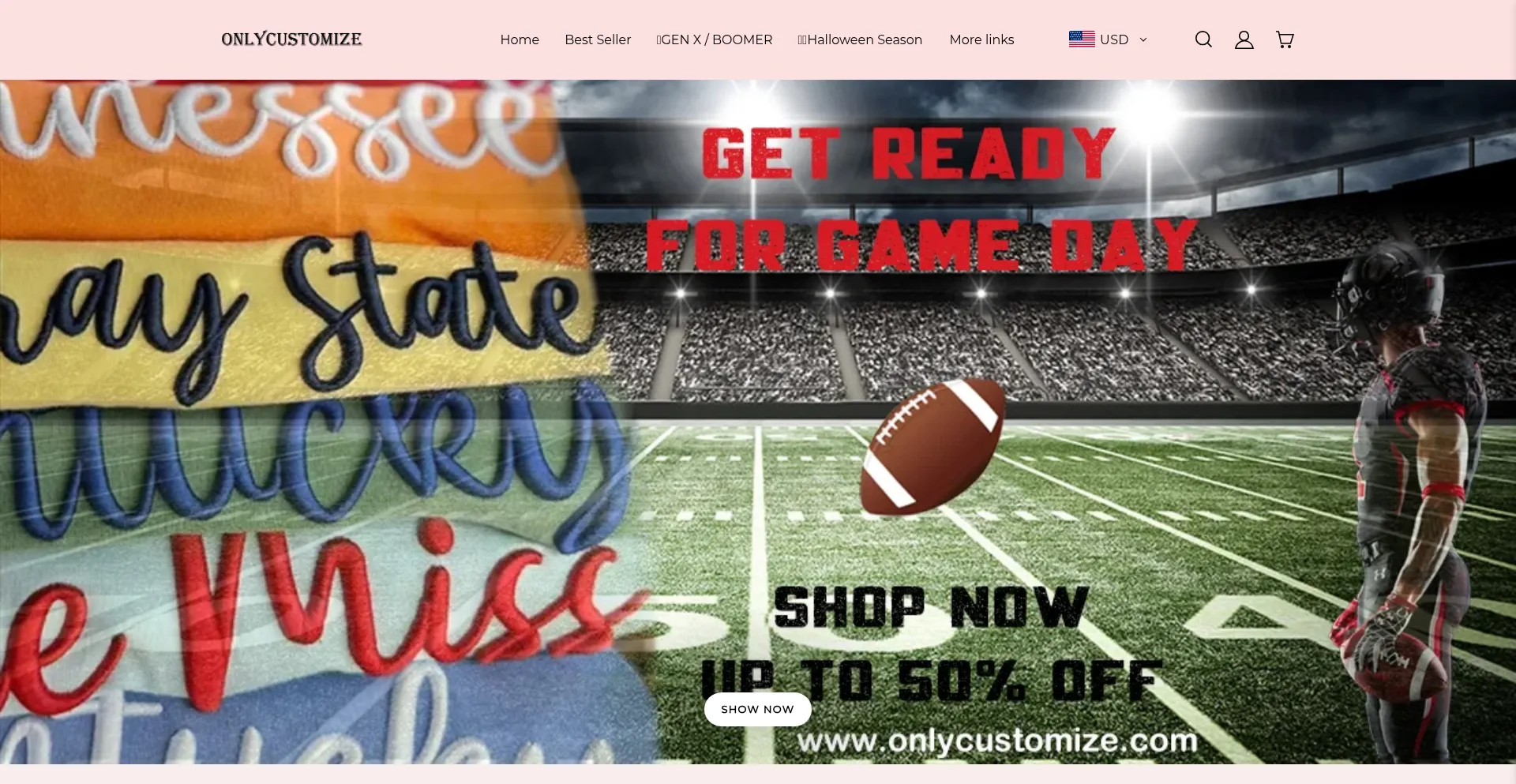 Website screenshot of Onlycustomize.com