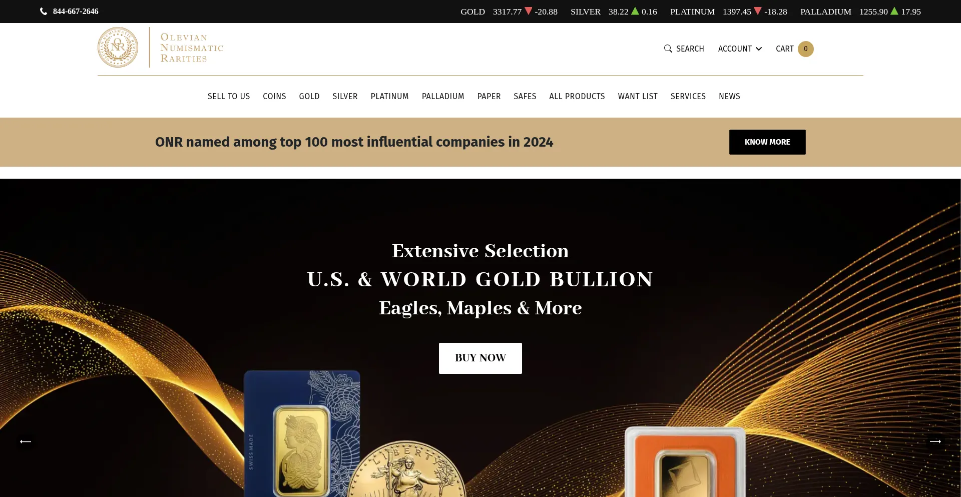 Website screenshot of Onrcoins.com
