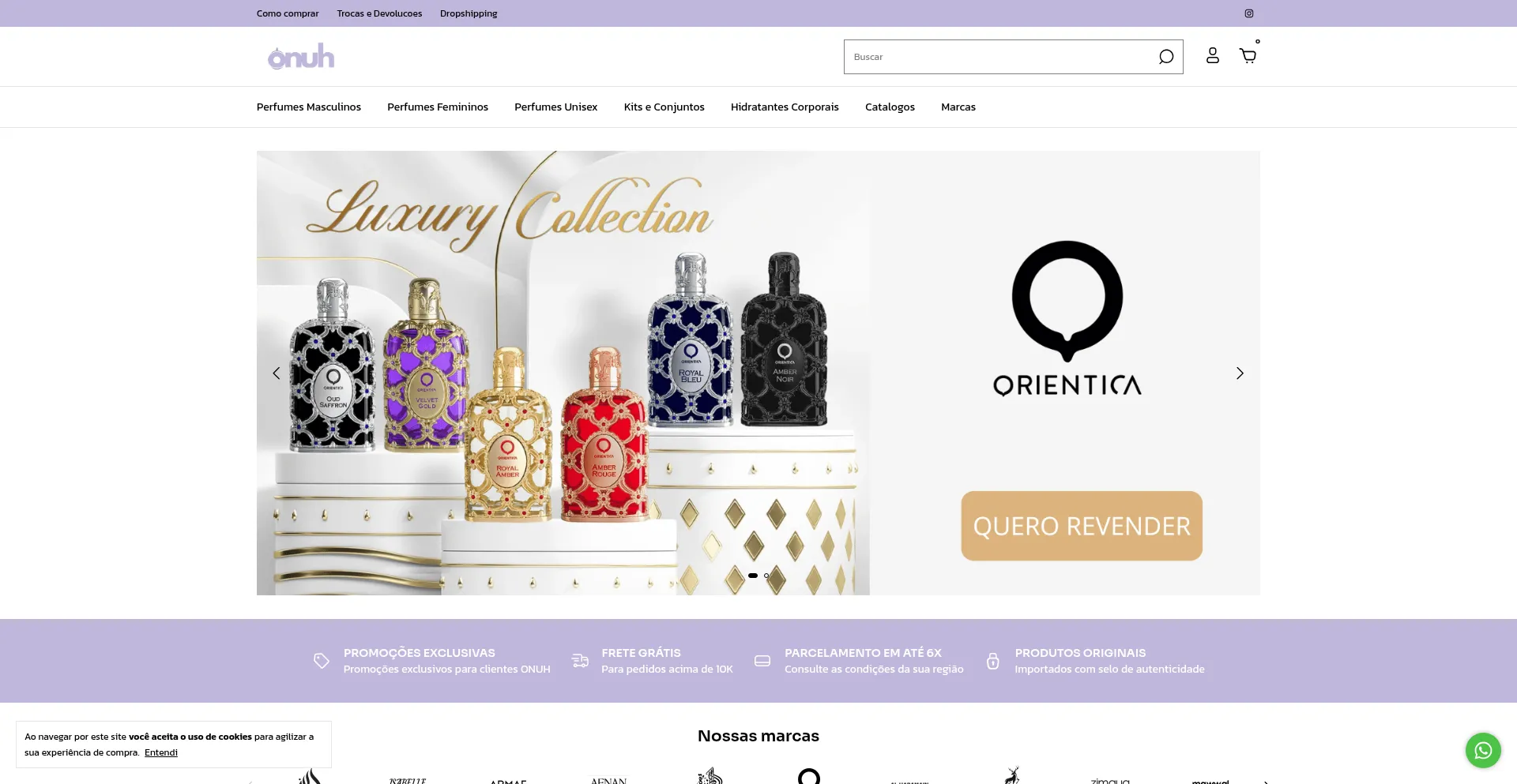 Website screenshot of Onuh.com.br