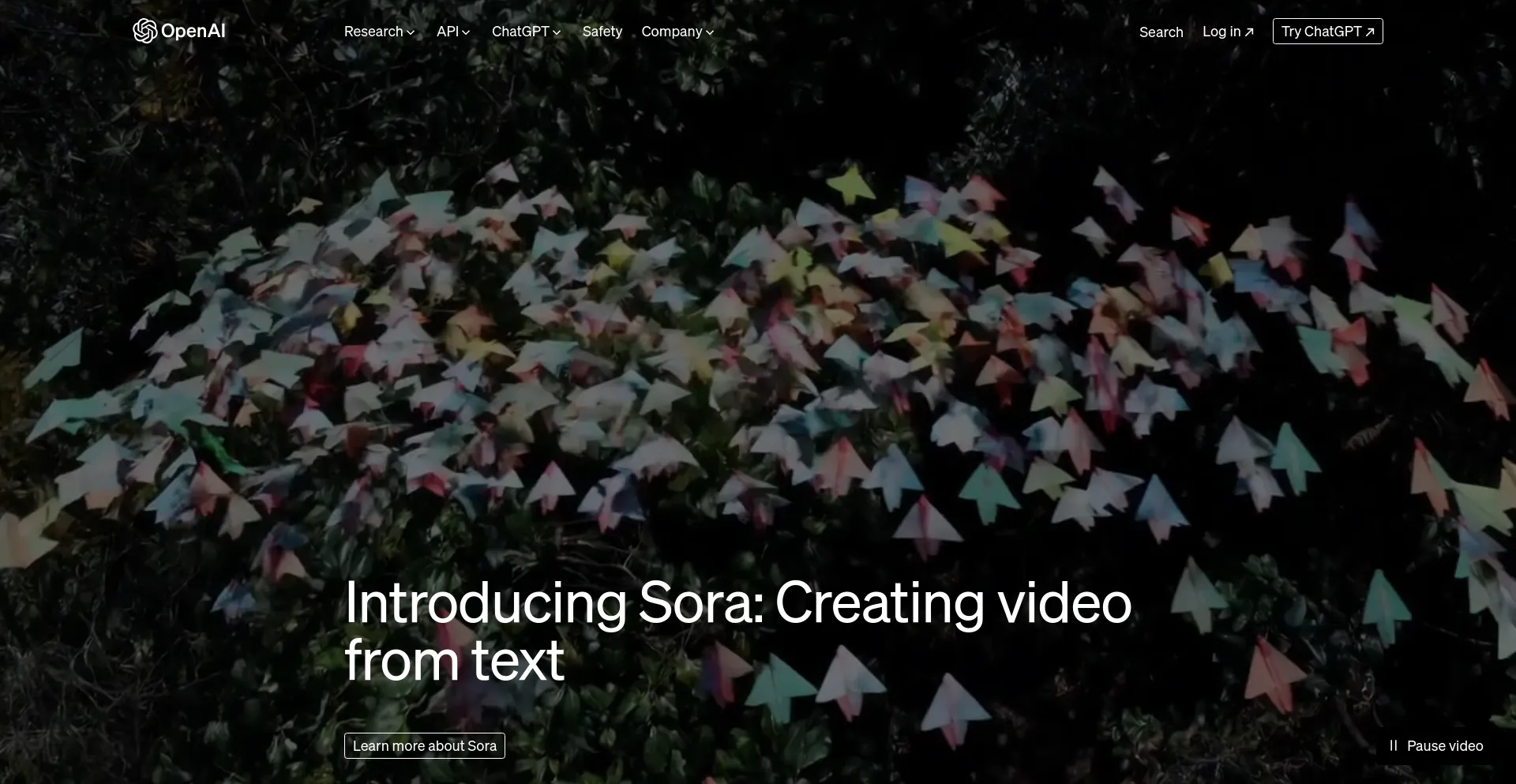 Website screenshot of Openai.com