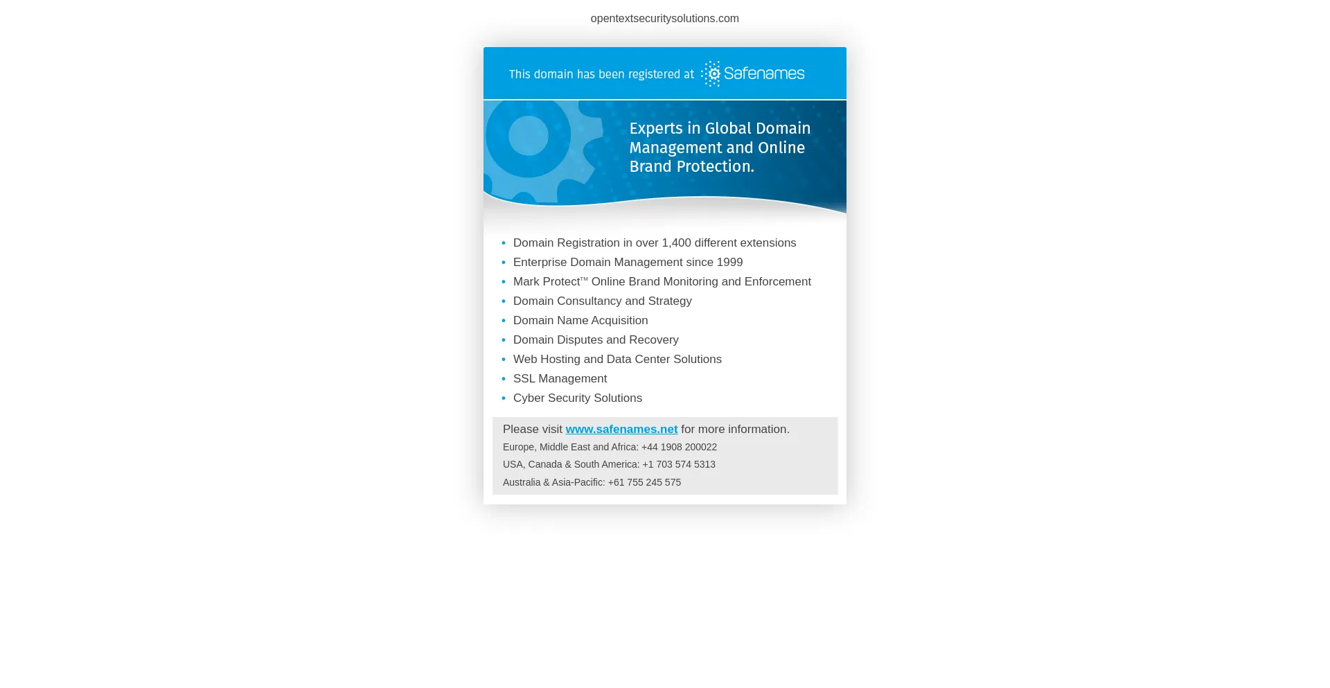 Website screenshot of Opentextsecuritysolutions.com