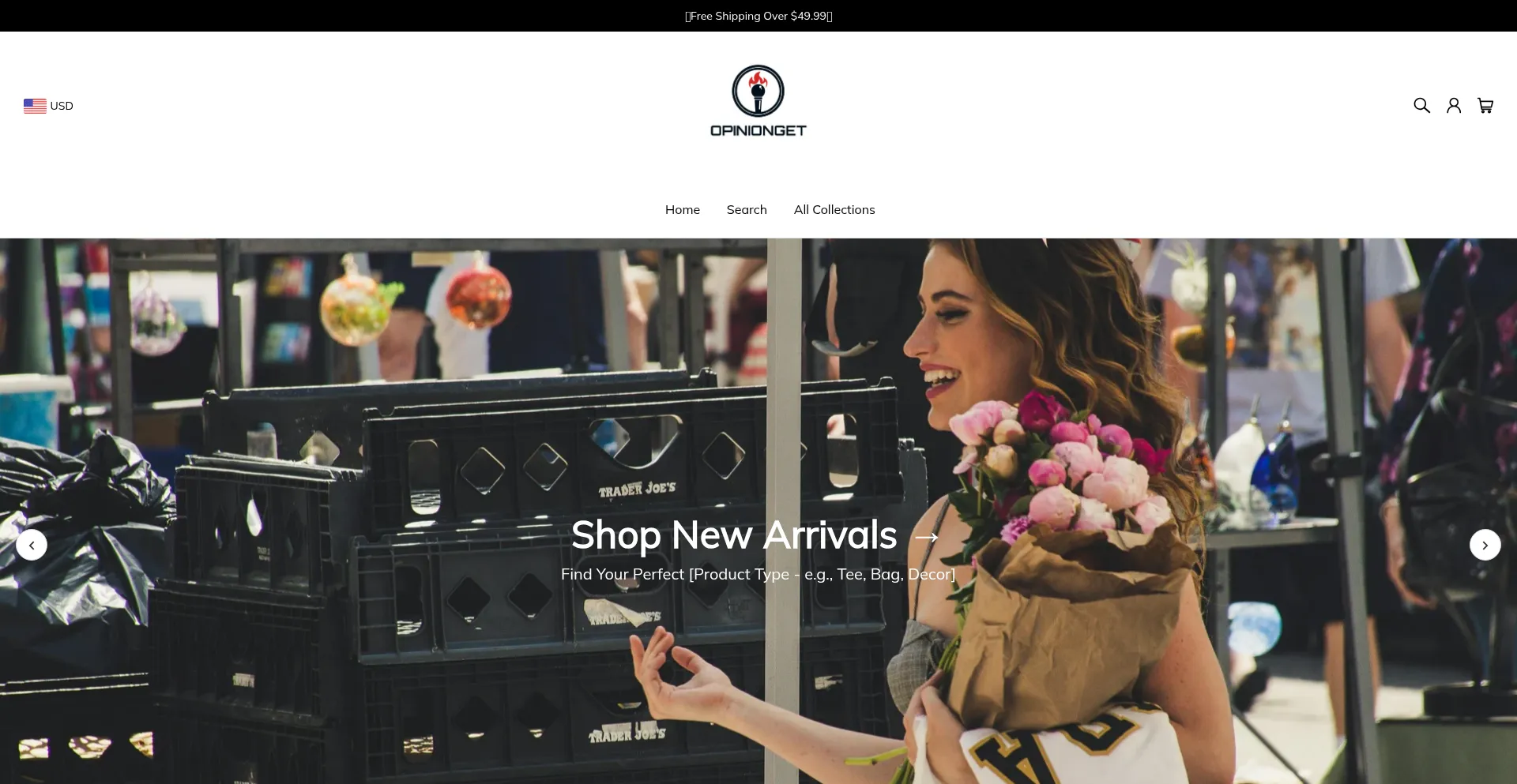 Website screenshot of Opinionget.com