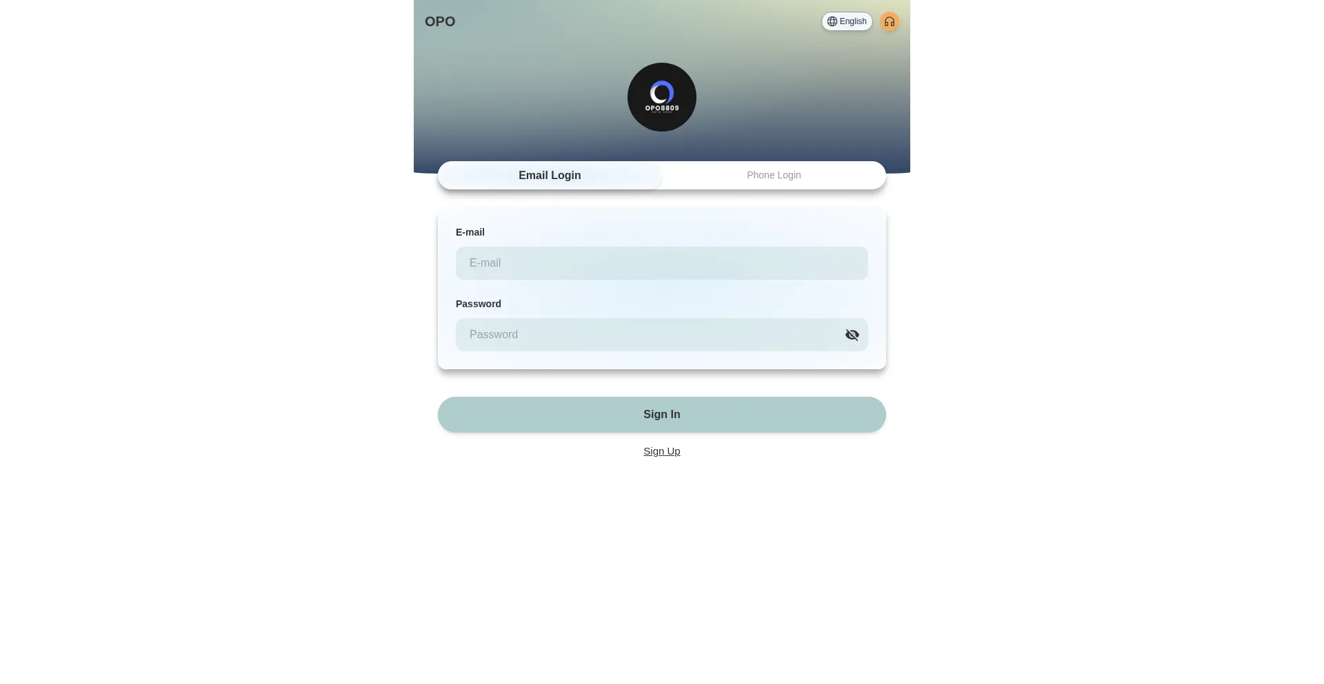 Website screenshot of Opo8809.vip