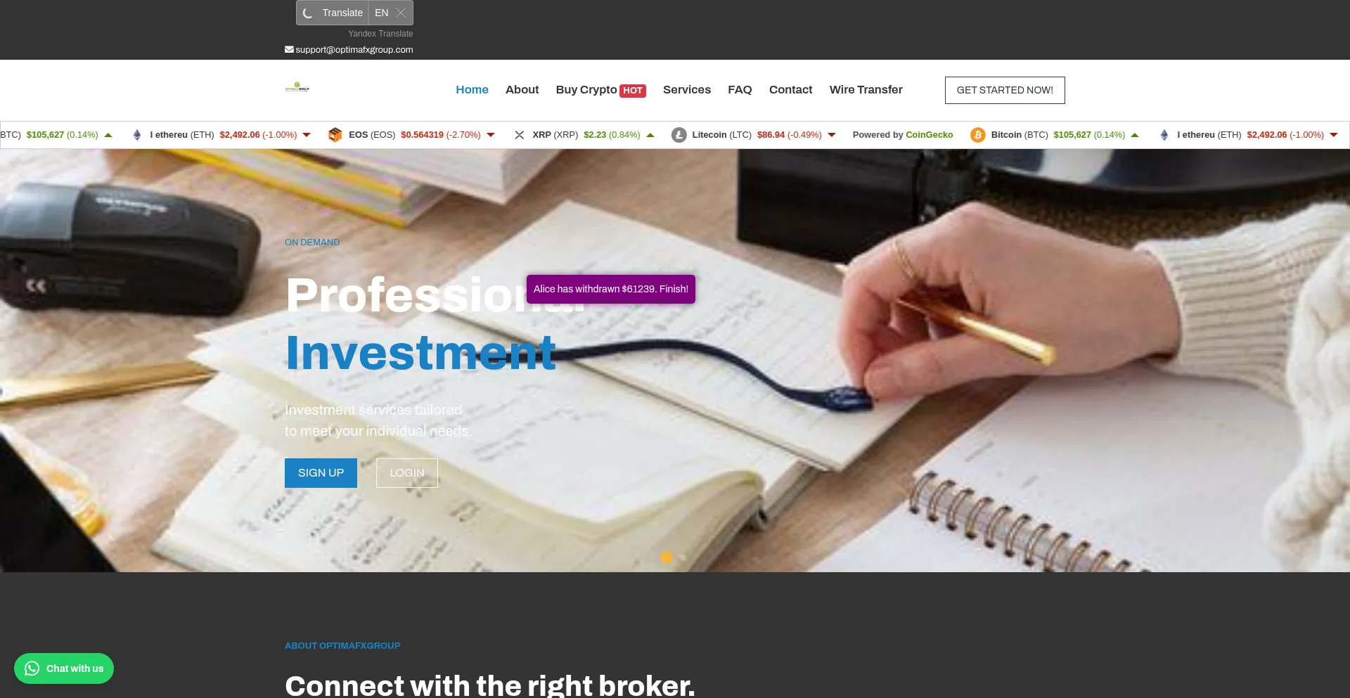 Website screenshot of Optimafxgroup.com