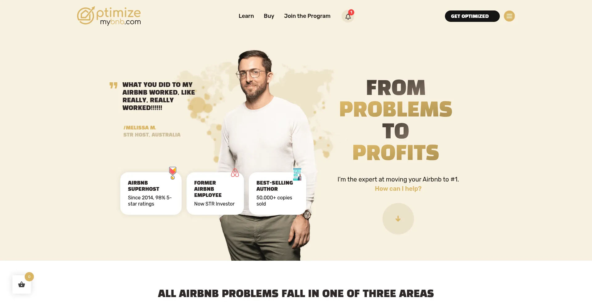 Website screenshot of Optimizemyairbnb.com