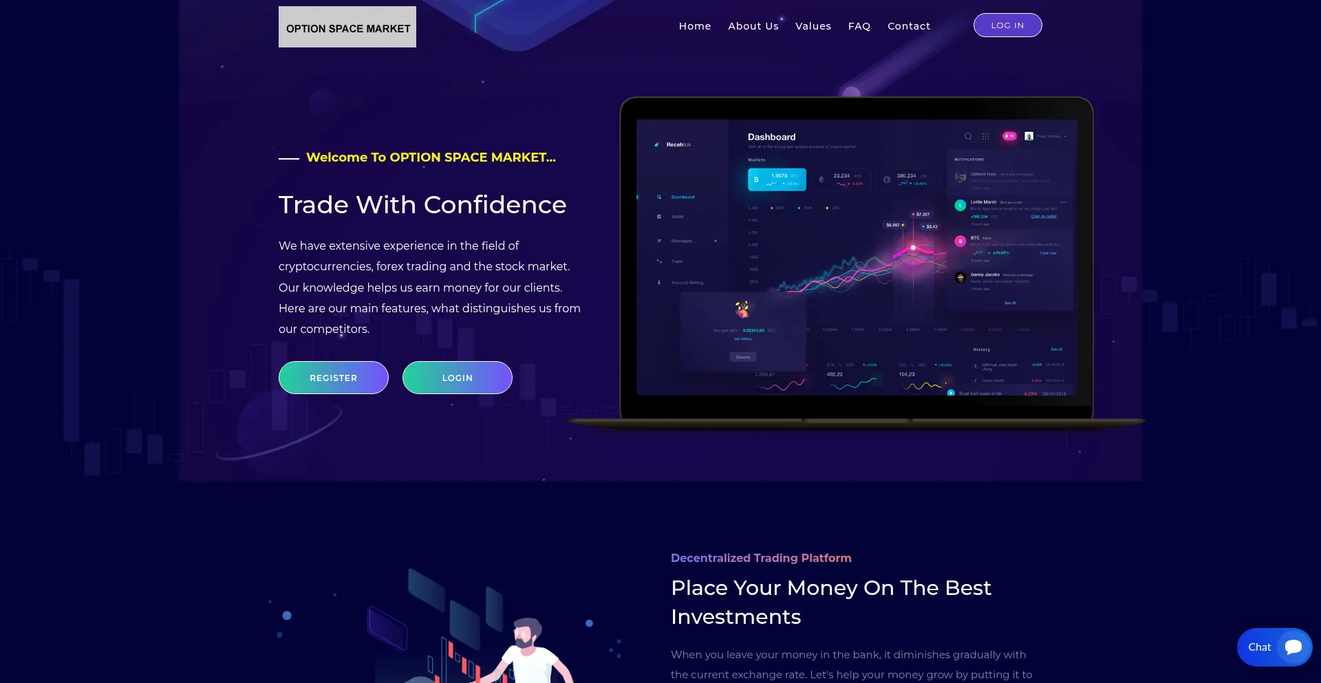 Website screenshot of Optionspacemrt.com