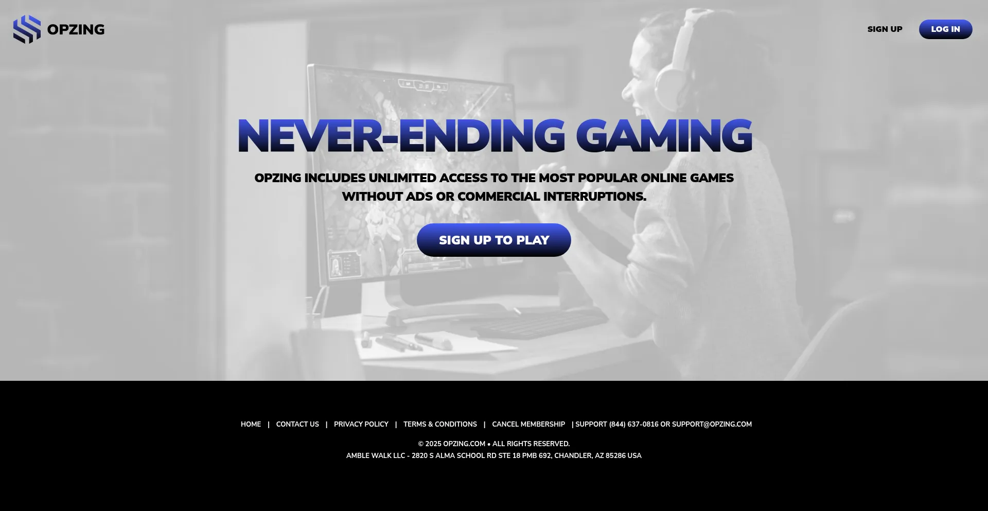 Website screenshot of Opzing.com