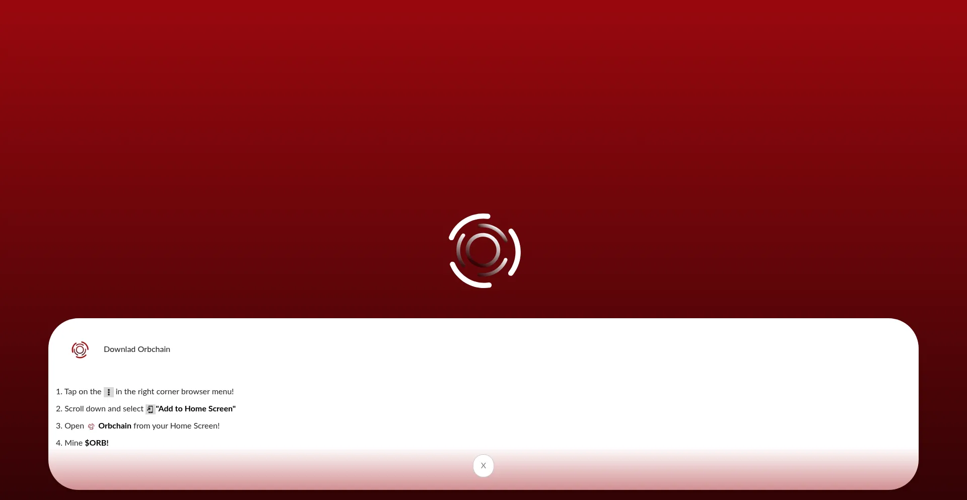 Website screenshot of Orbchain.org
