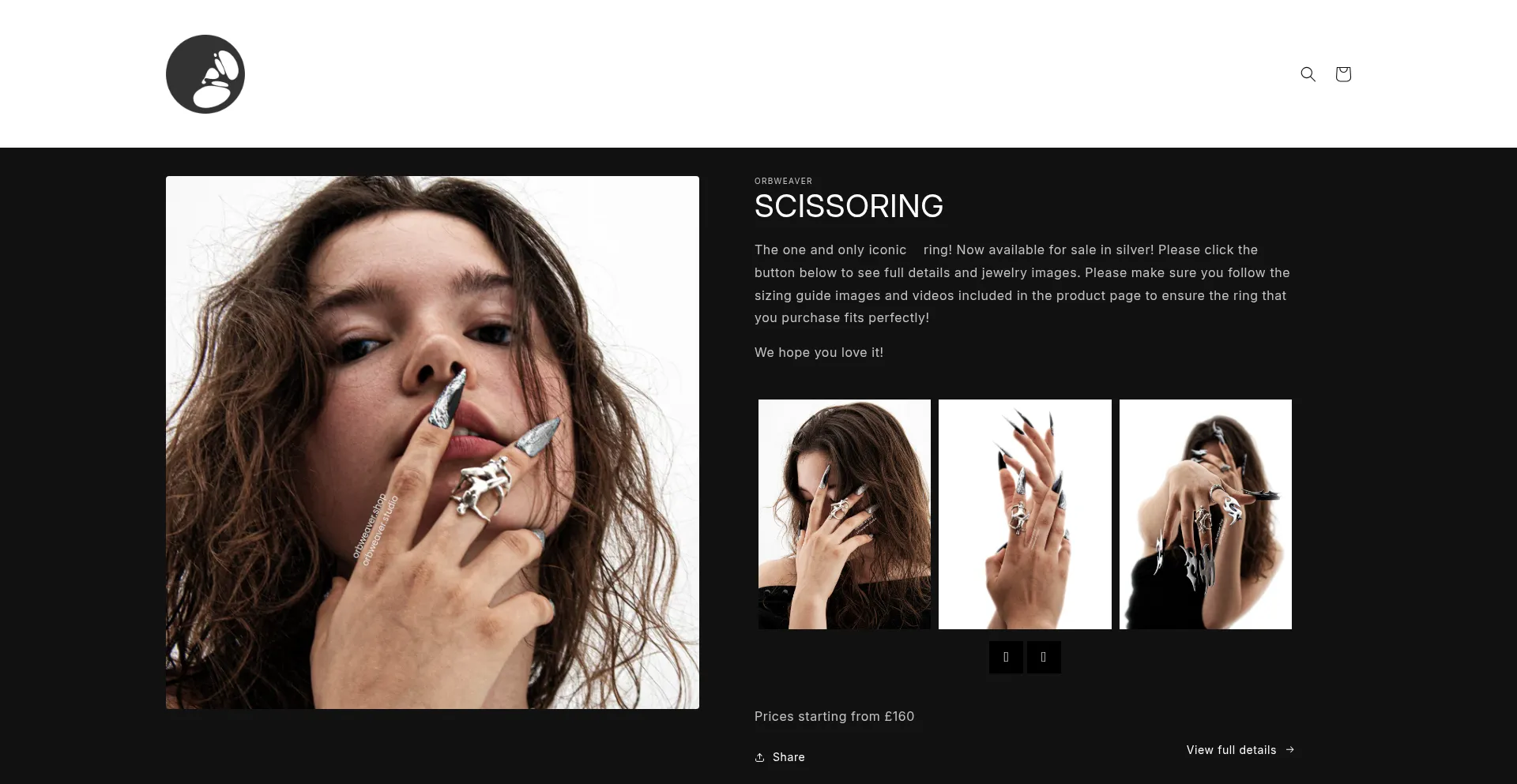 Website screenshot of Orbweaver.studio