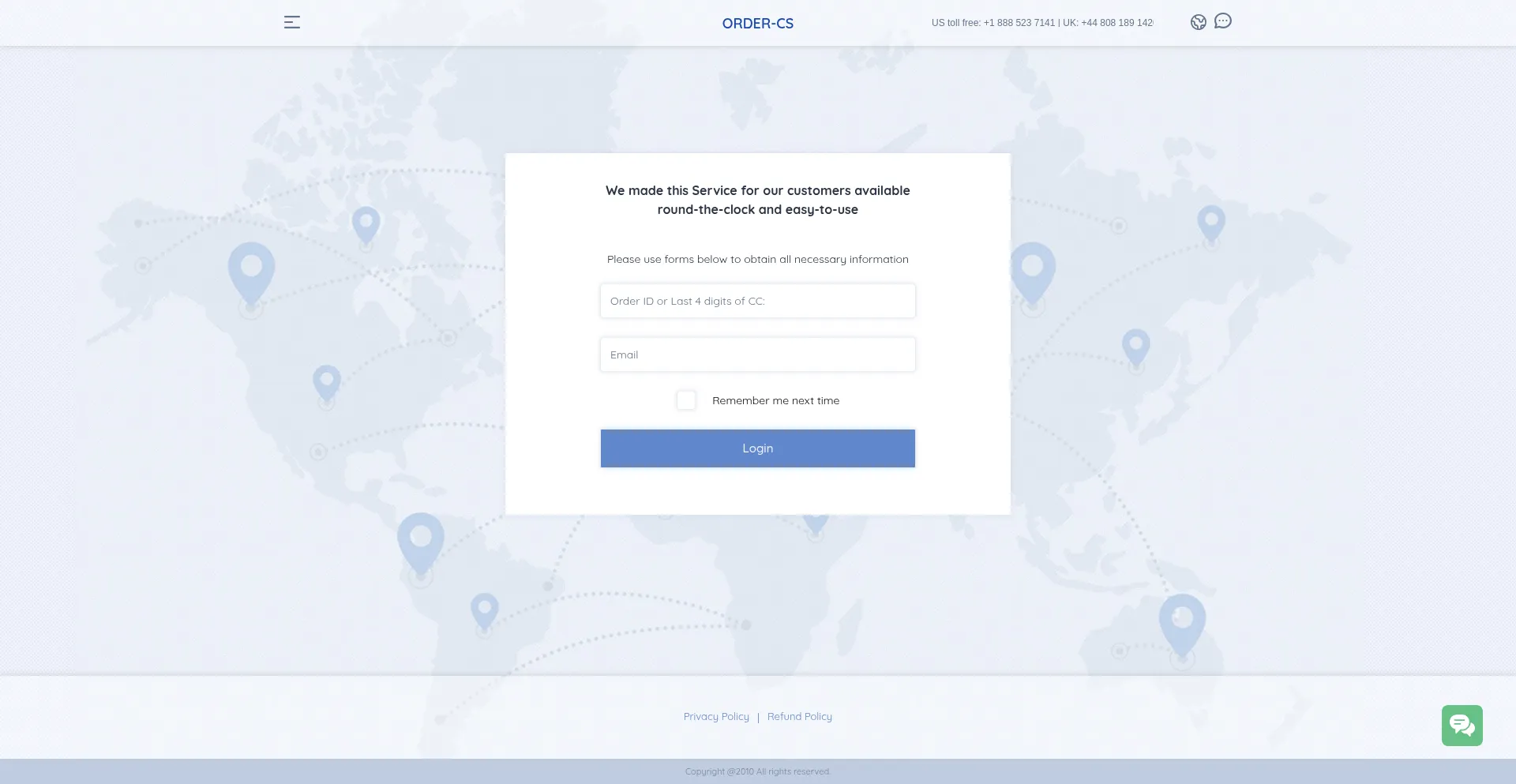 Website screenshot of Order-cs.com