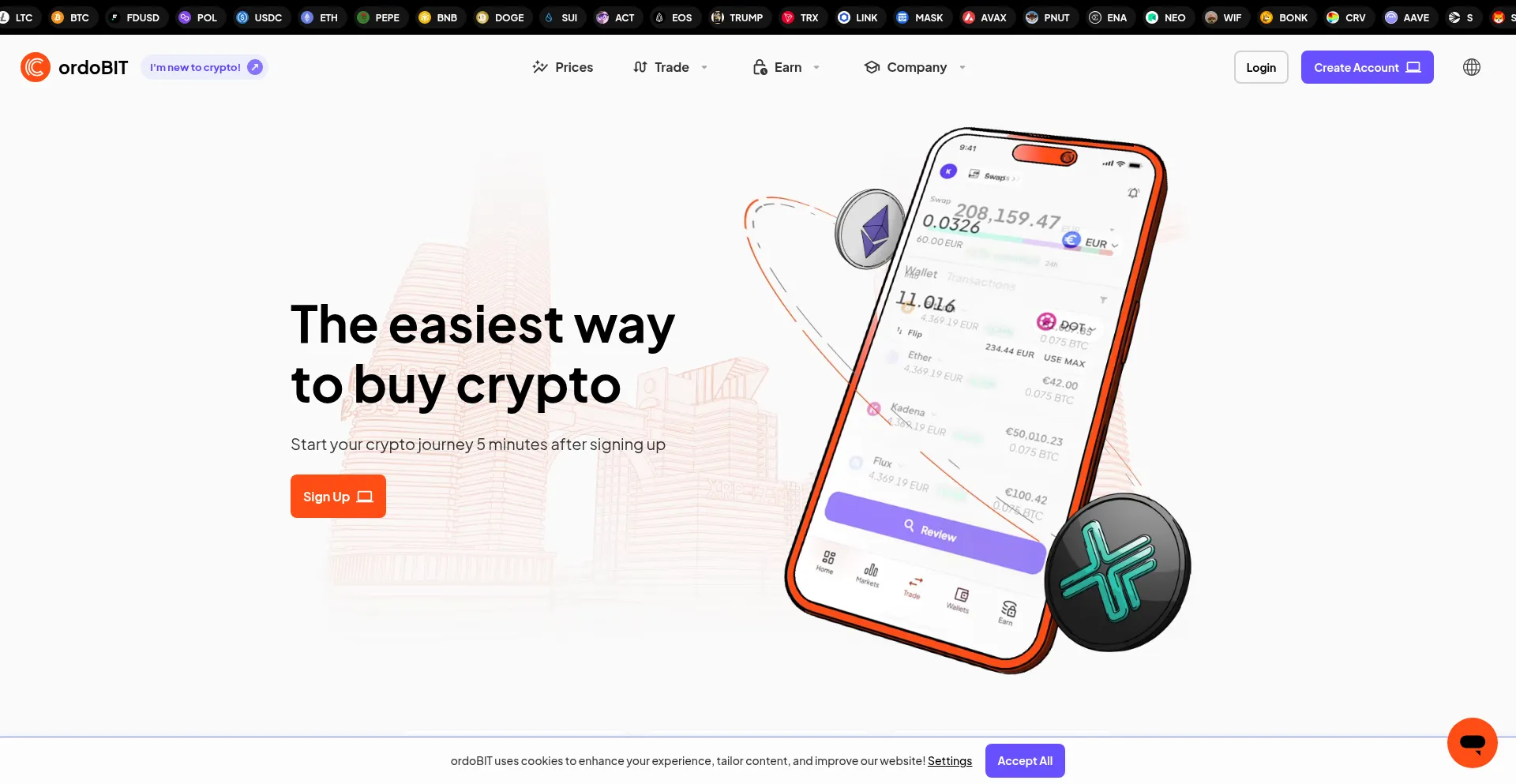 Website screenshot of Ordobit.com
