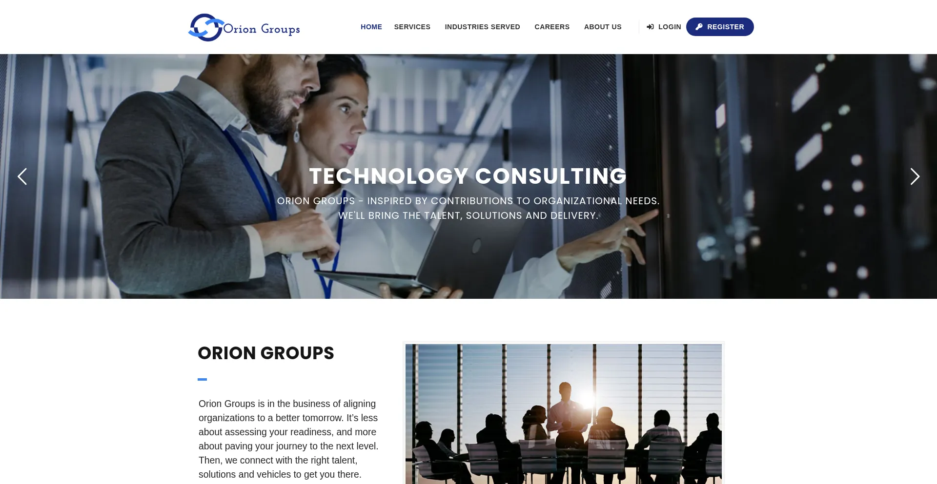 Website screenshot of Oriongrps.com