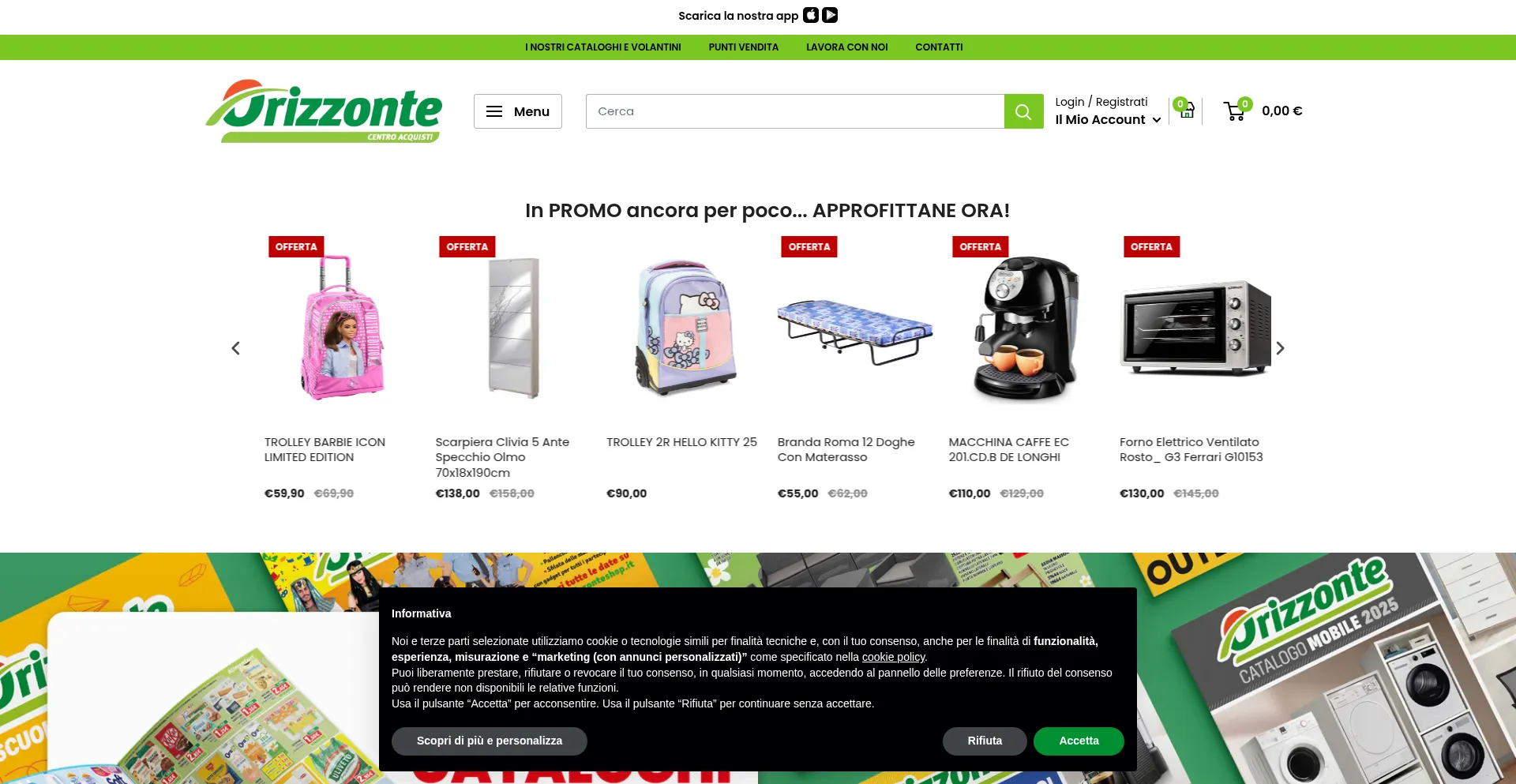 Website screenshot of Orizzonteshop.it