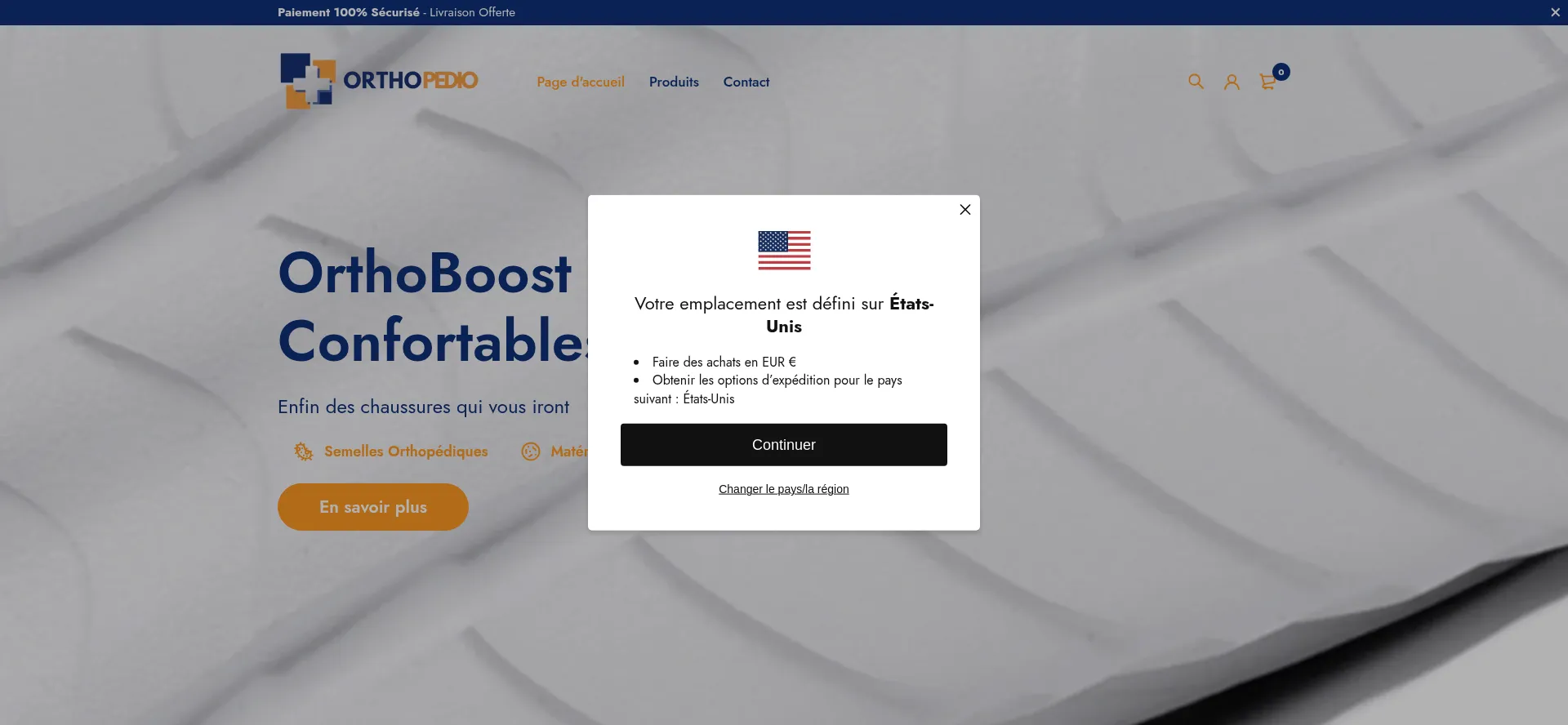 Website screenshot of Orthopedio.fr