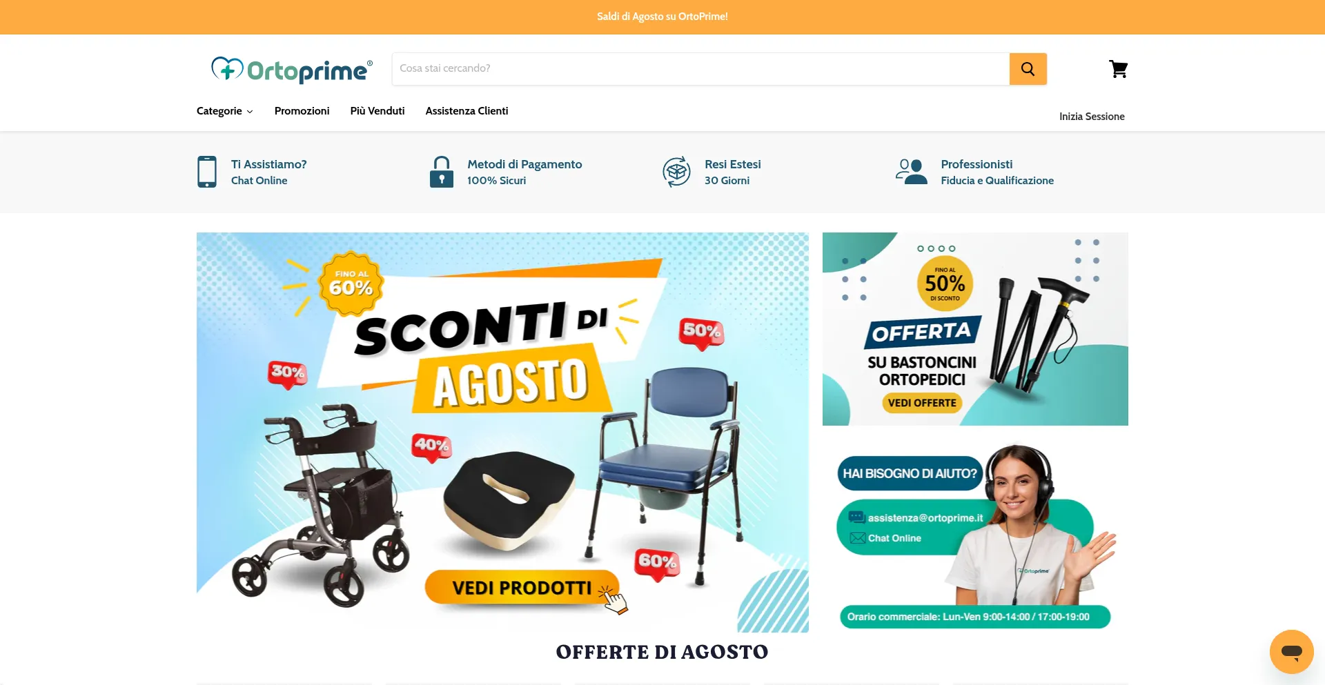 Website screenshot of Ortoprime.it