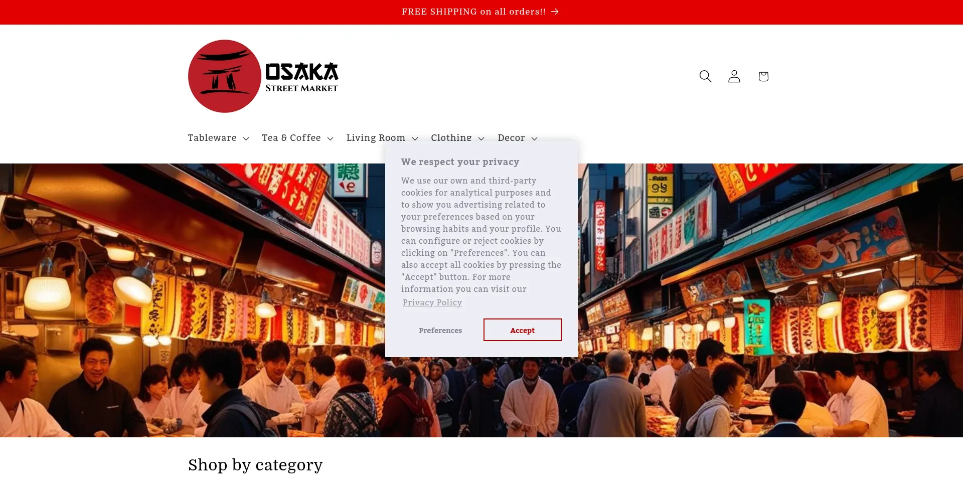 Website screenshot of Osakastreetmarket.com
