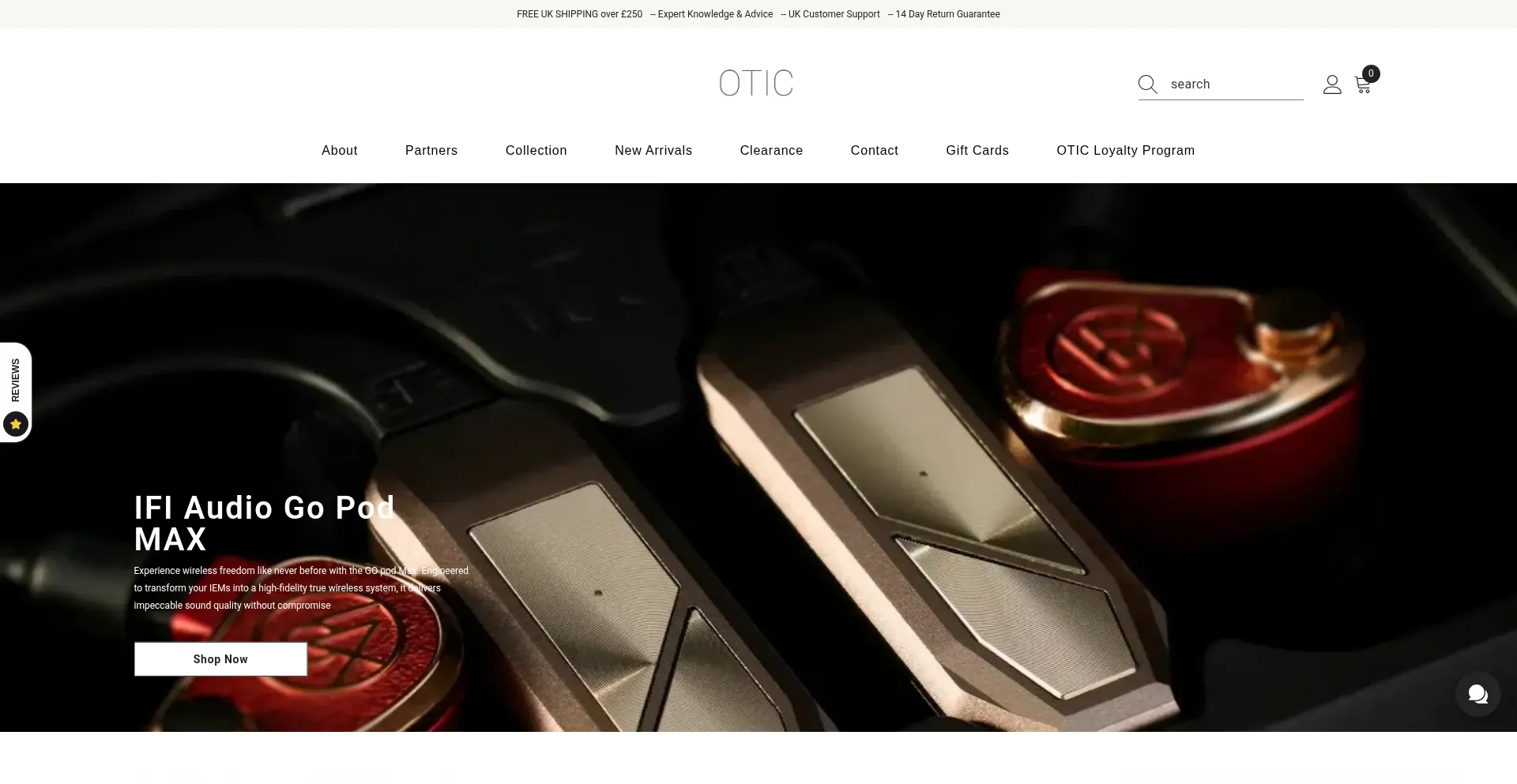 Website screenshot of Otic-audio.co.uk