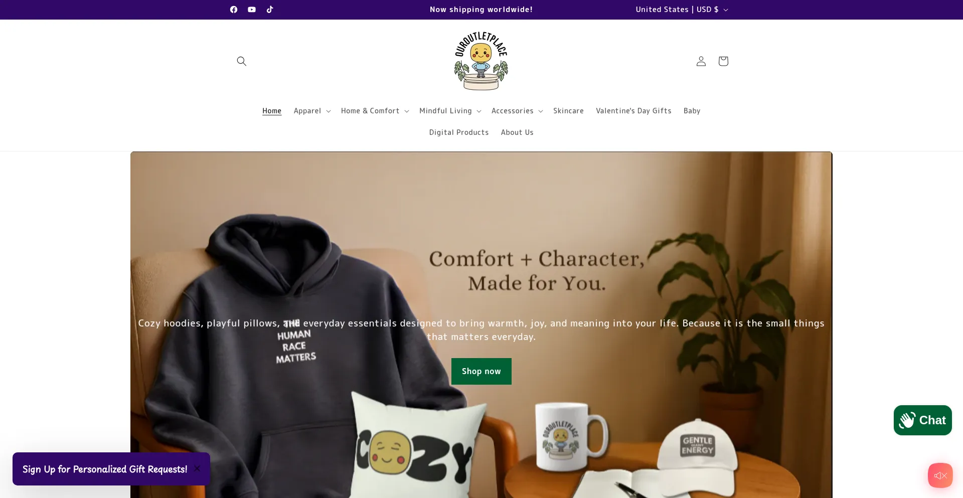 Website screenshot of Ouroutletplace.com