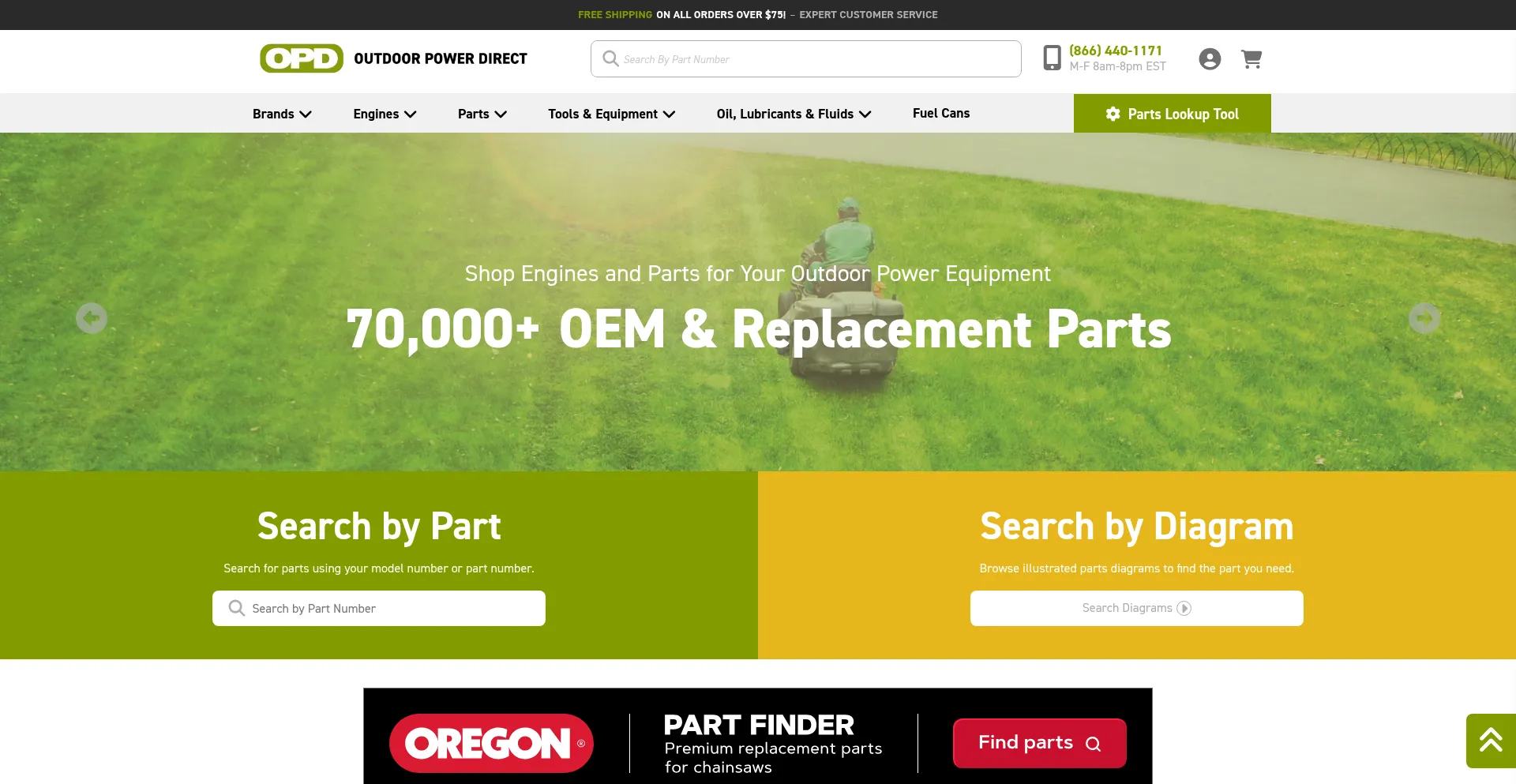 Website screenshot of Outdoorpowerdirect.com