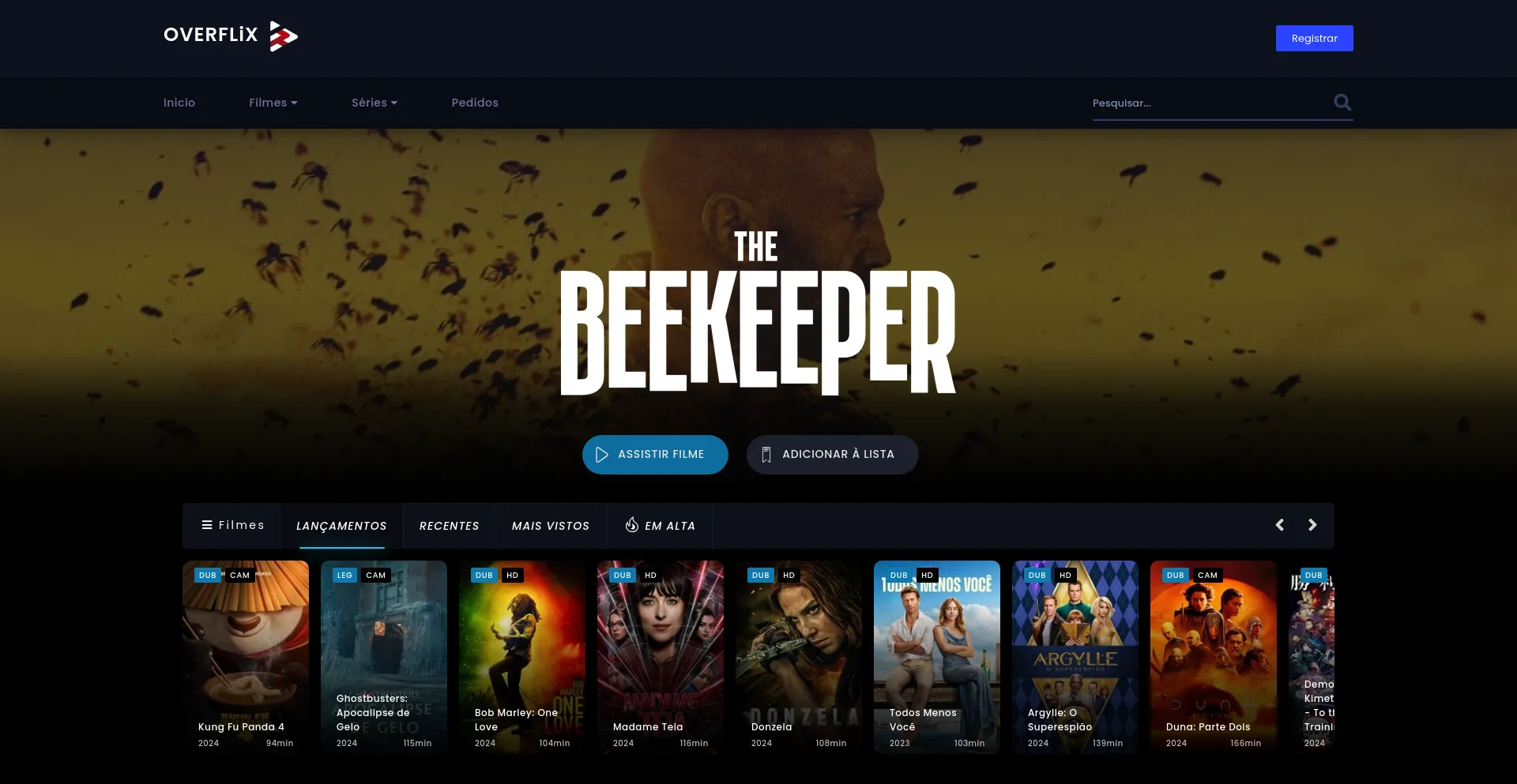 Website screenshot of Overflix.ws
