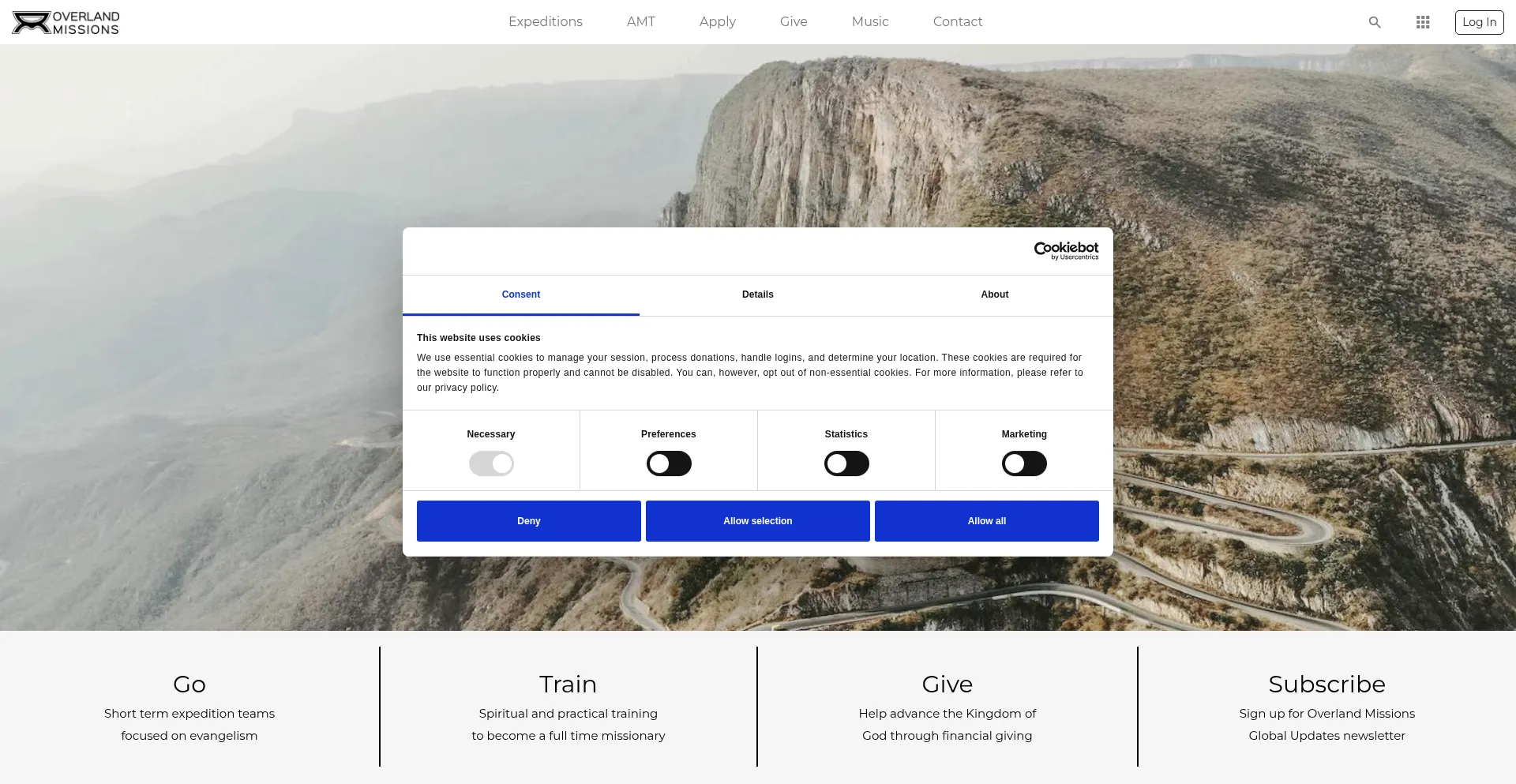 Website screenshot of Overlandmissions.com