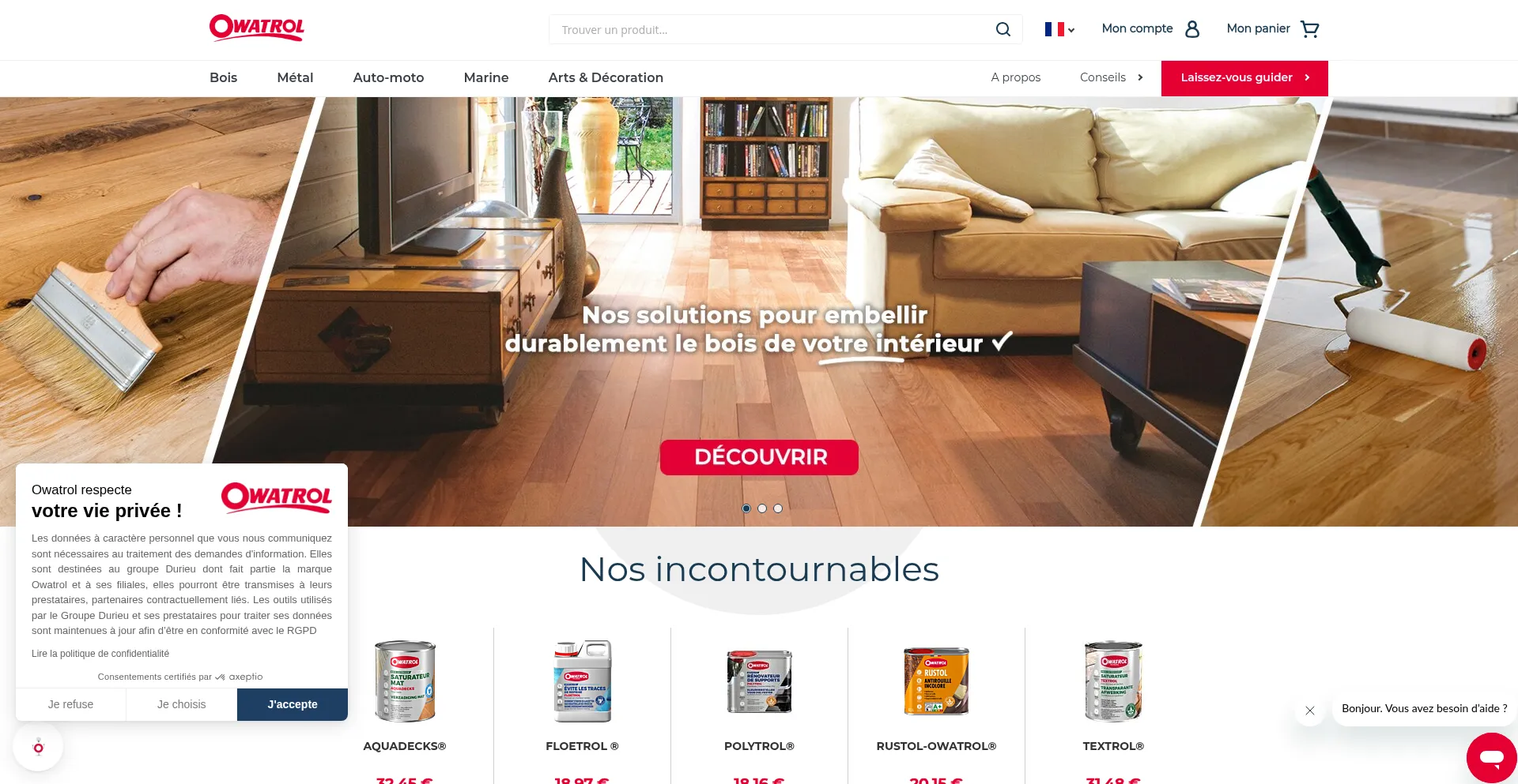Website screenshot of Owatrol.com