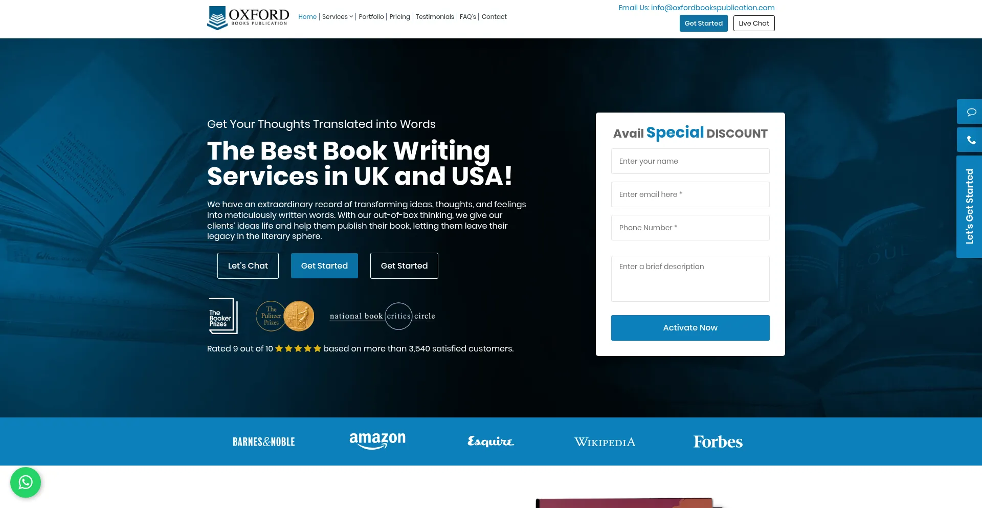Website screenshot of Oxfordbookspublication.com